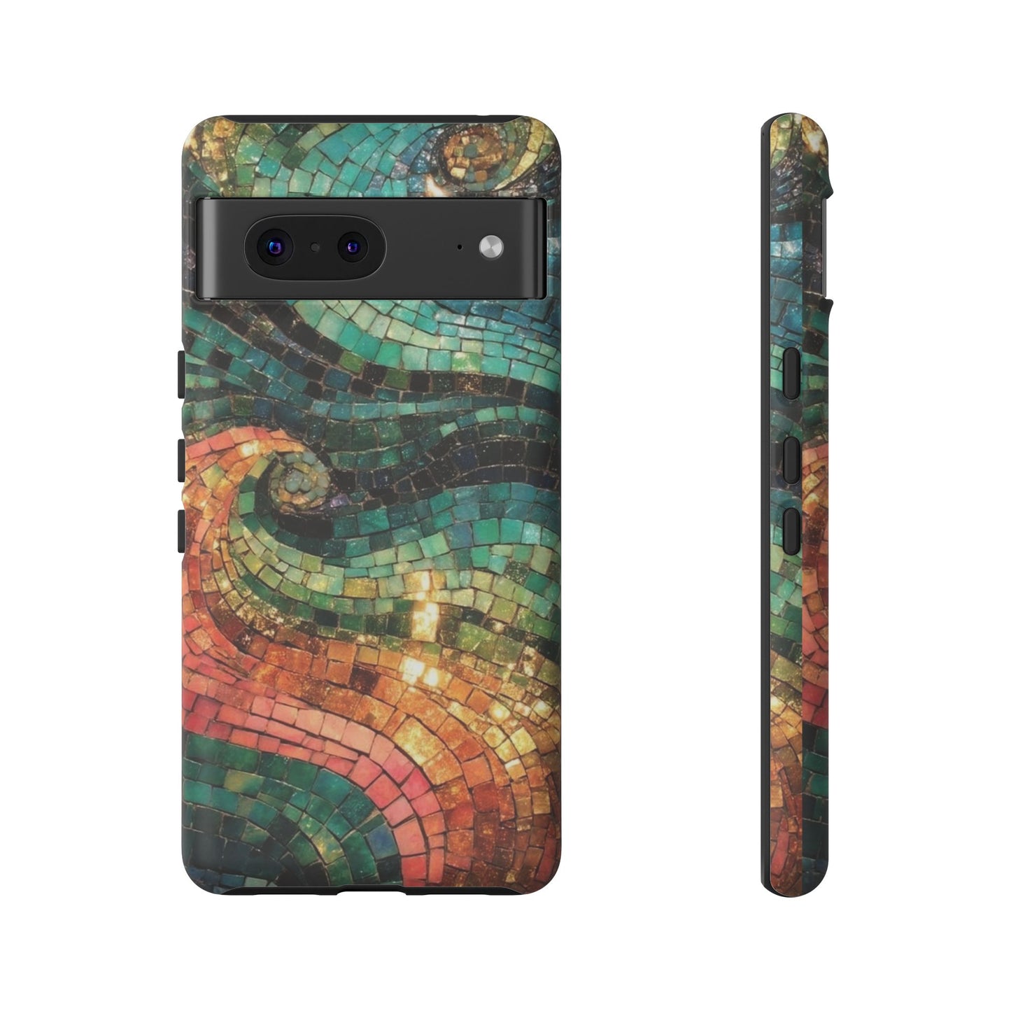 Mosaic Wave Phone Case – Colorful Artistic Tile Design Tough Case