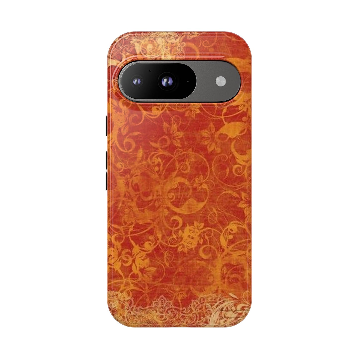 Floral Autumn iPhone Tough Case — Orange Vintage Scroll Design