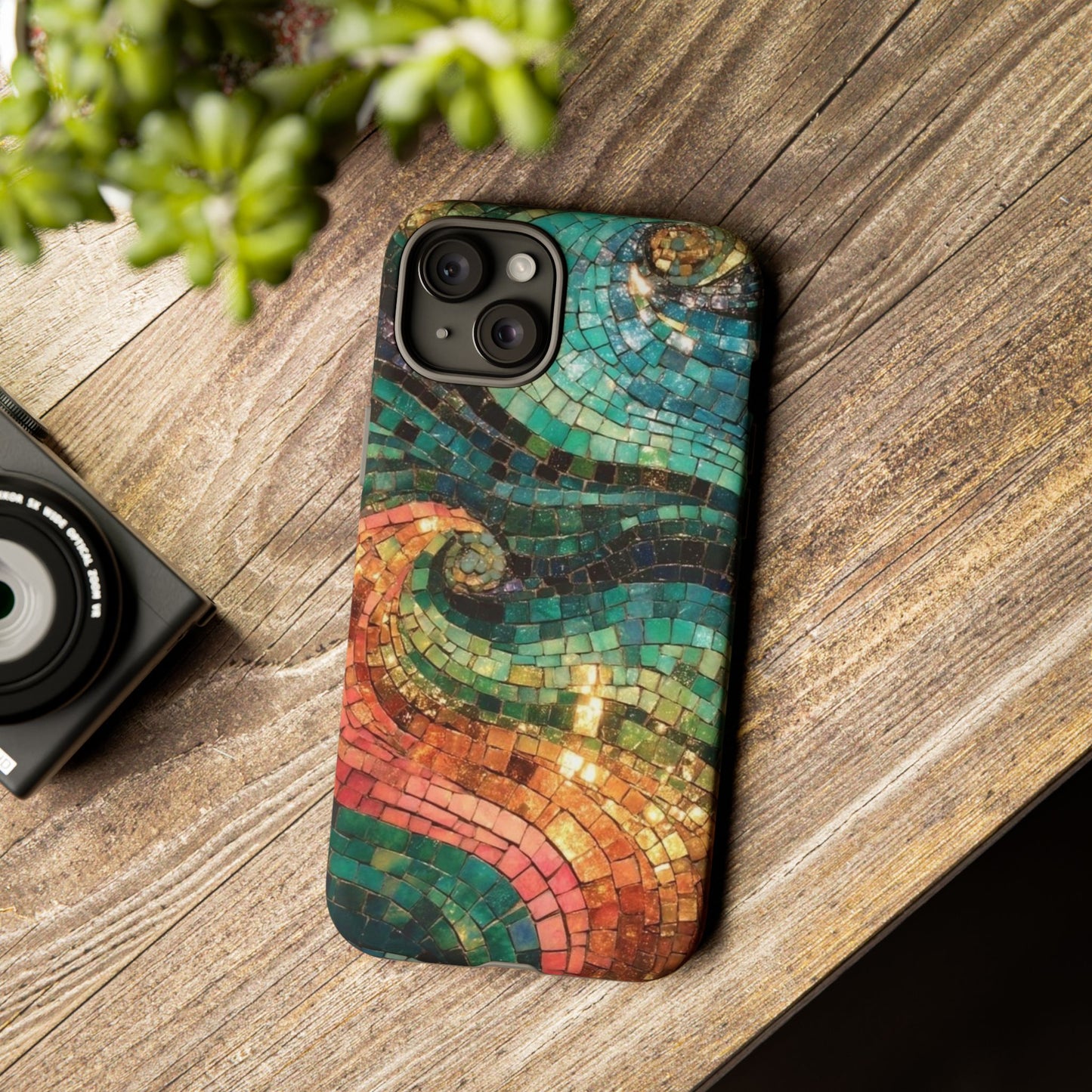 Mosaic Wave Phone Case – Colorful Artistic Tile Design Tough Case