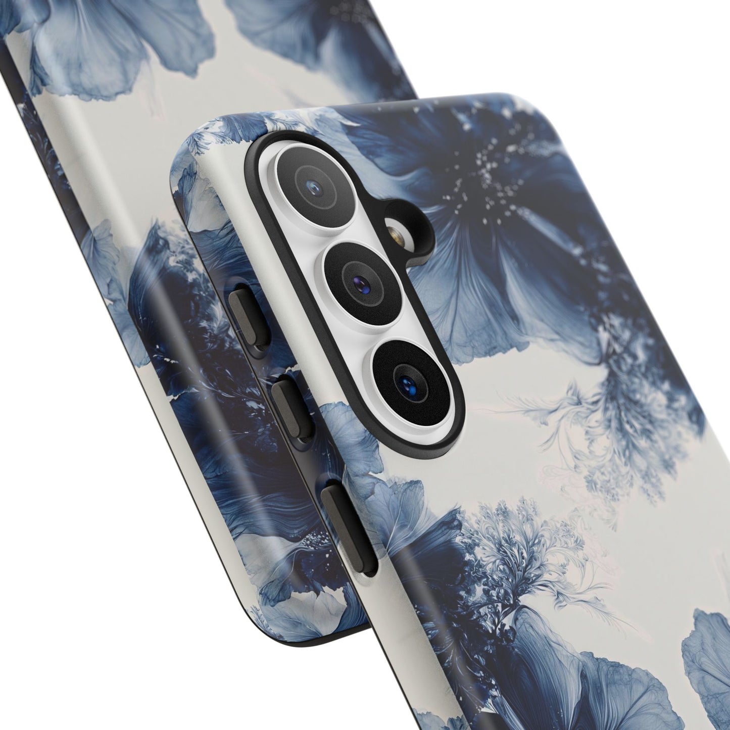 Floral Indigo Tough Phone Case — Blue Botanical Protective Cover