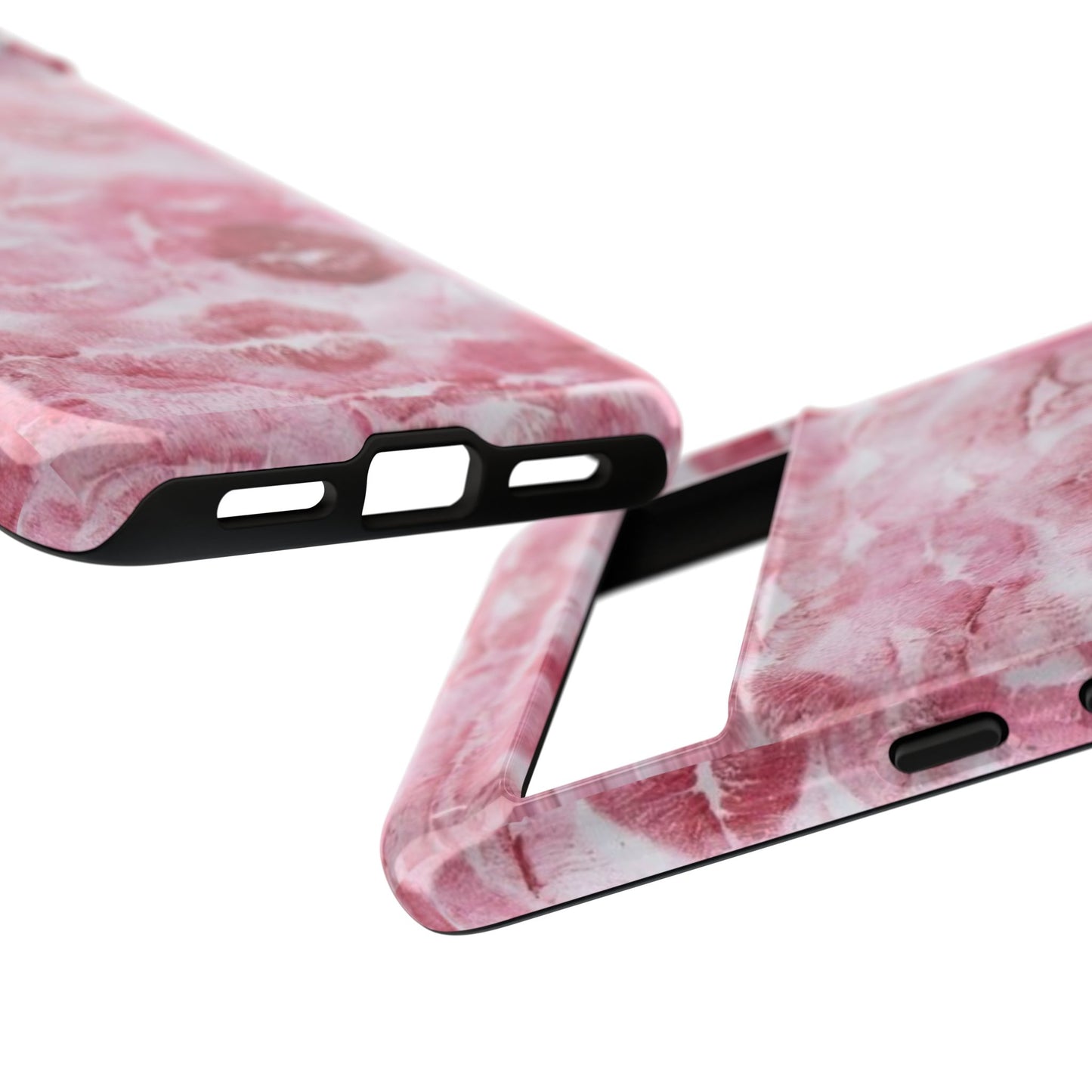 Kiss Print Tough Phone Case — Pink Marble Lip Pattern, Protective iPhone Cover