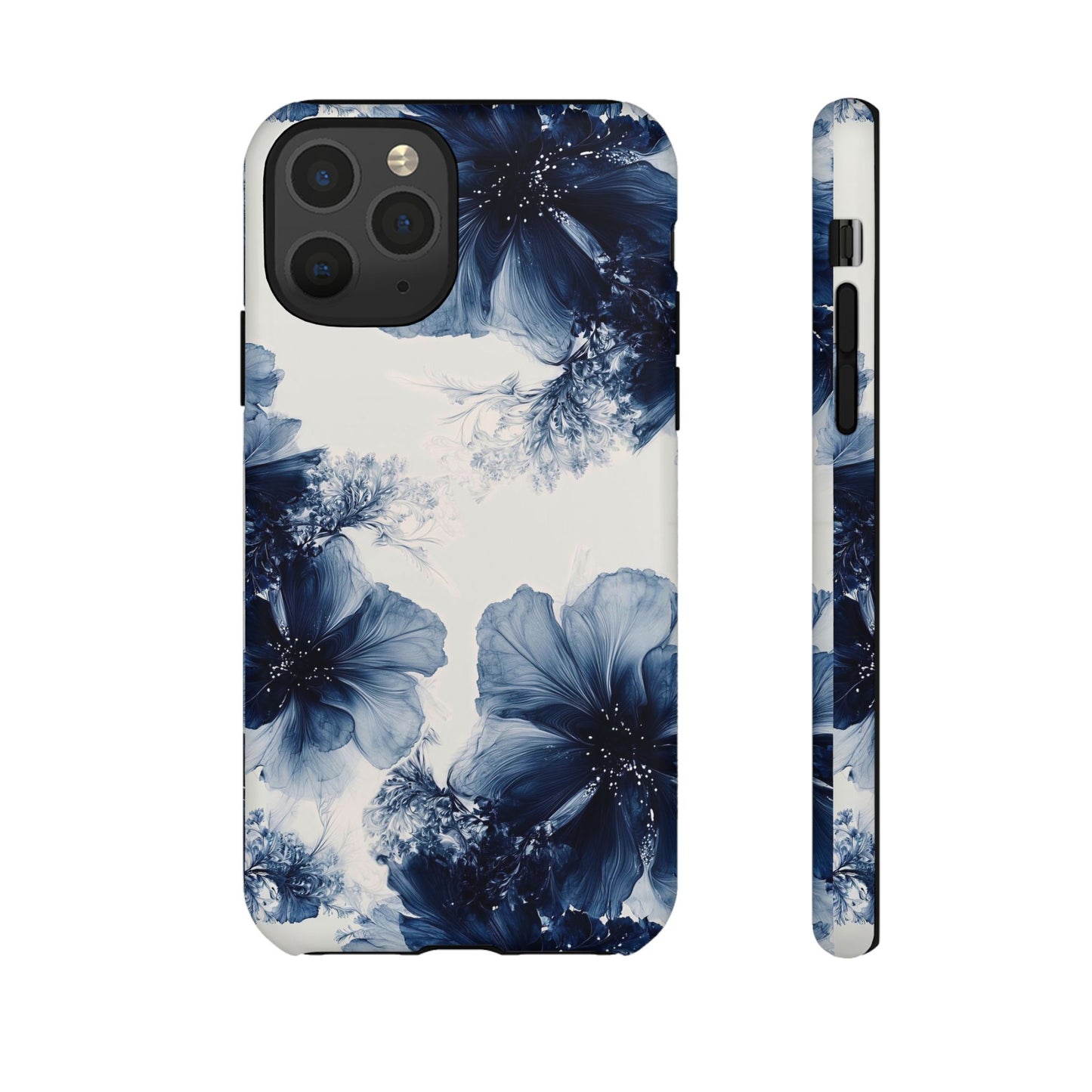Floral Indigo Tough Phone Case — Blue Botanical Protective Cover