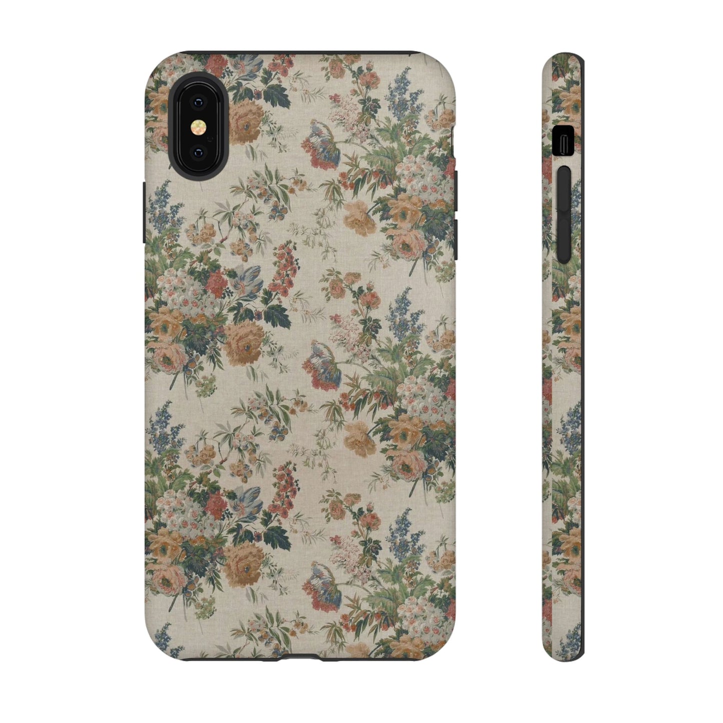Floral Vintage Tough Phone Case – Antique Rose Pattern