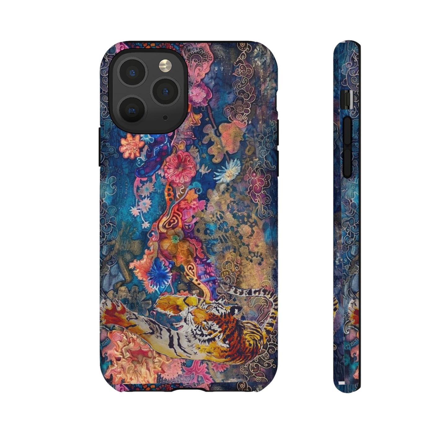 Phone Case - Colorful Floral Tiger Tough Case
