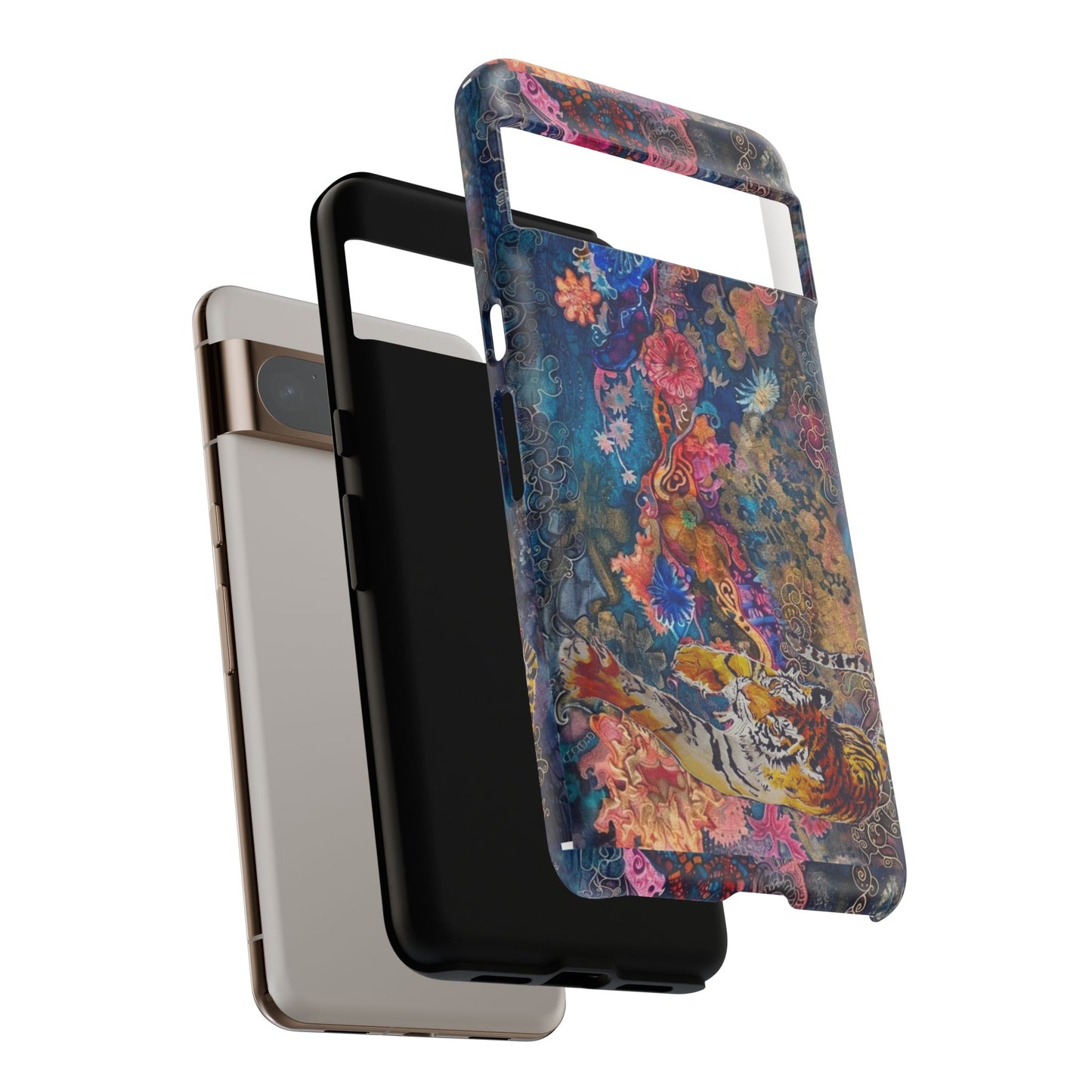 Phone Case - Colorful Floral Tiger Tough Case