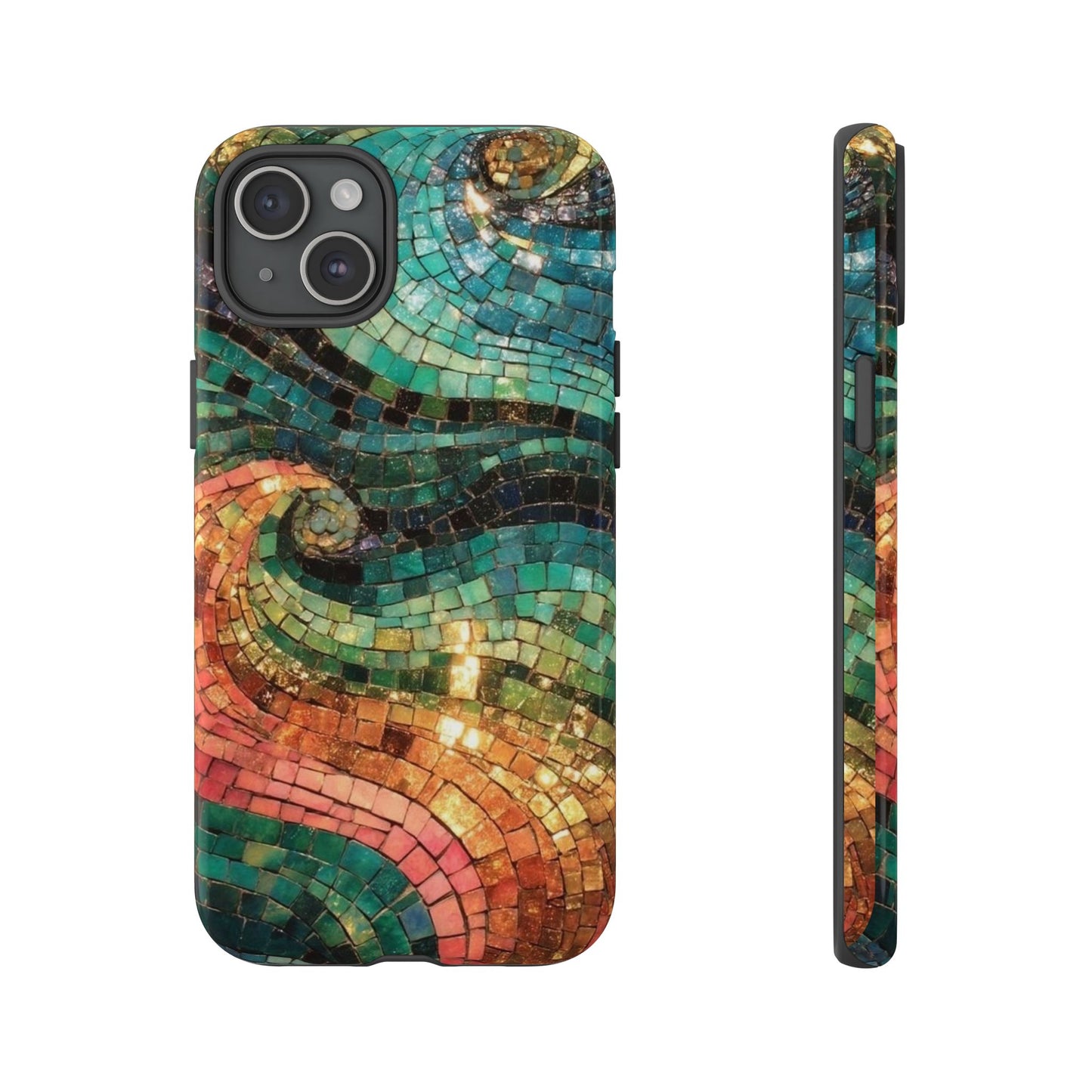 Mosaic Wave Phone Case – Colorful Artistic Tile Design Tough Case