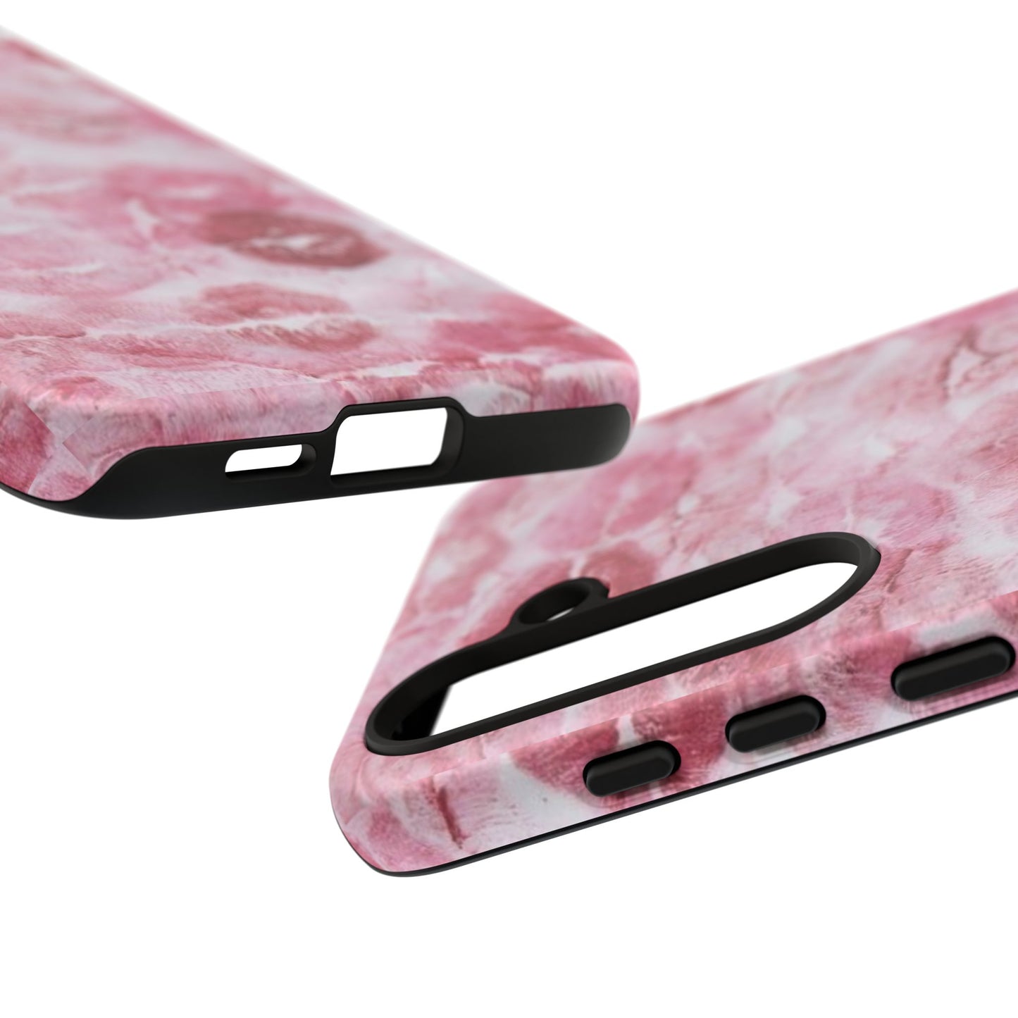 Kiss Print Tough Phone Case — Pink Marble Lip Pattern, Protective iPhone Cover