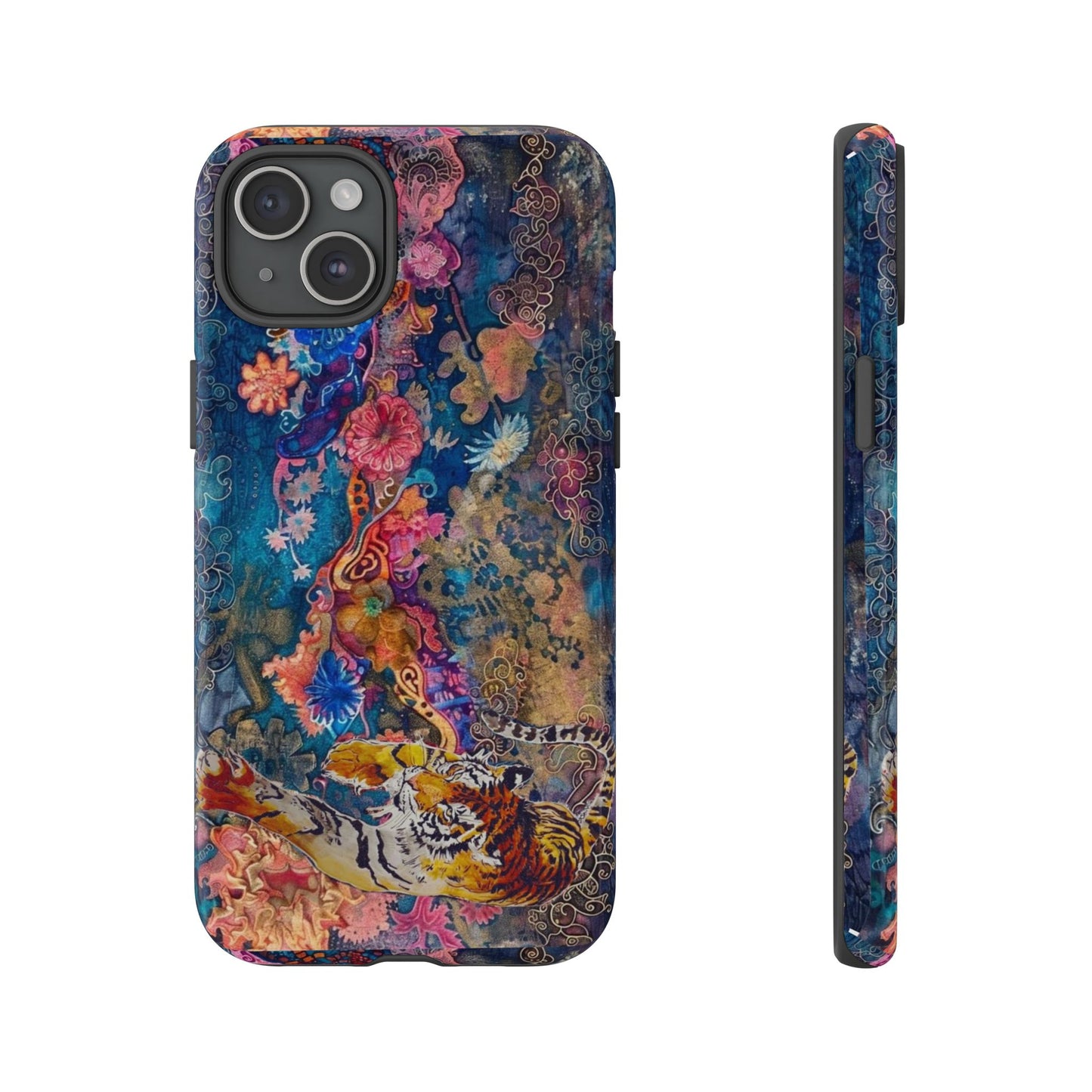 Phone Case - Colorful Floral Tiger Tough Case