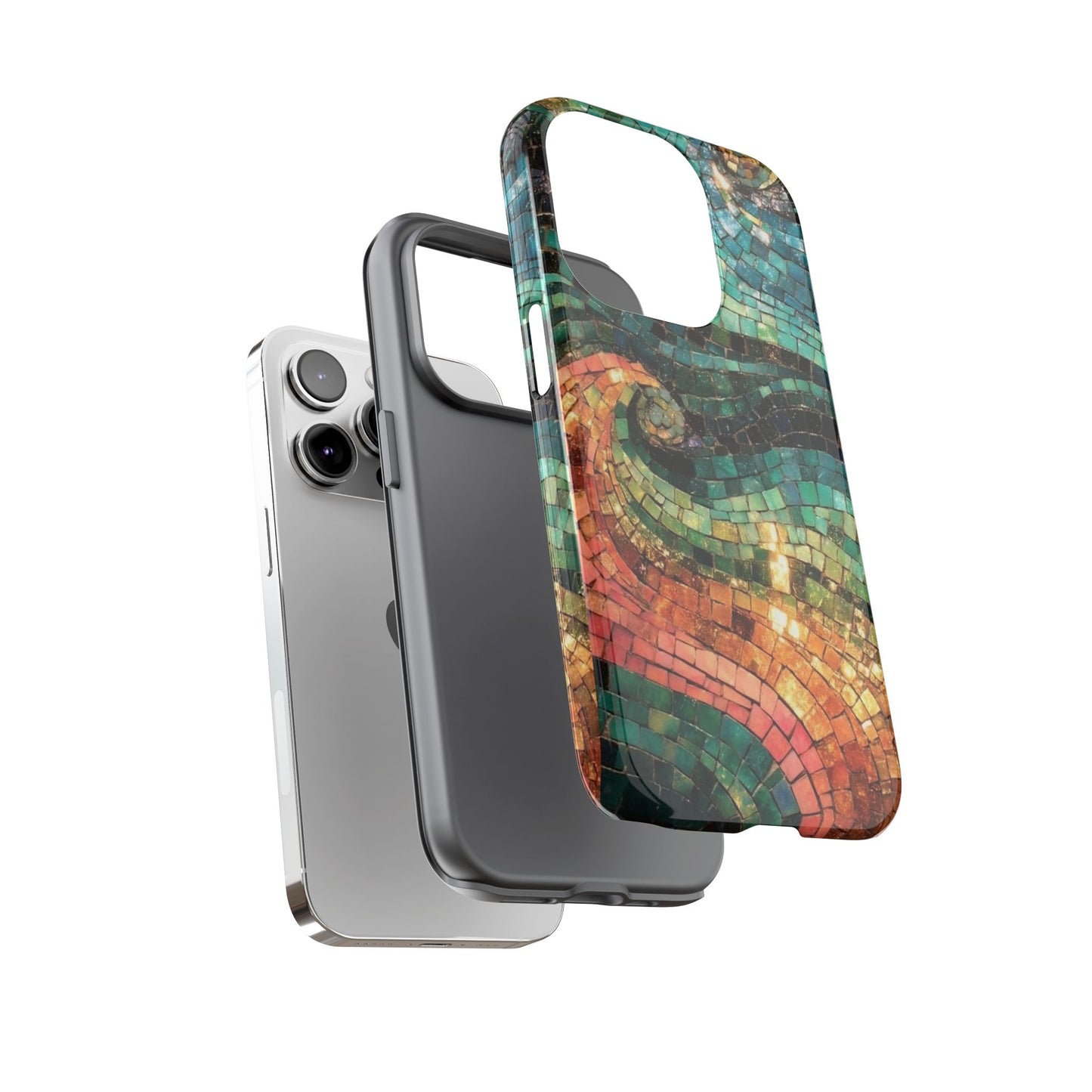 Mosaic Wave Phone Case – Colorful Artistic Tile Design Tough Case