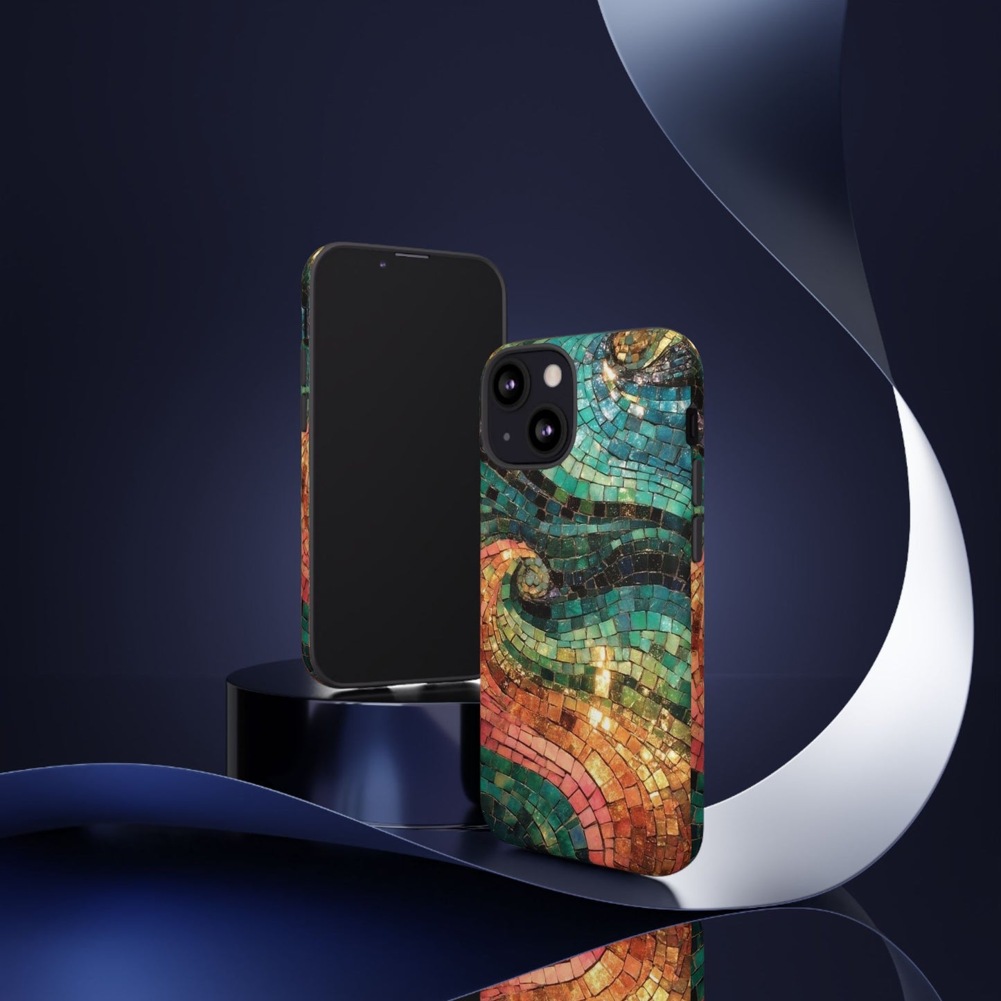 Mosaic Wave Phone Case – Colorful Artistic Tile Design Tough Case