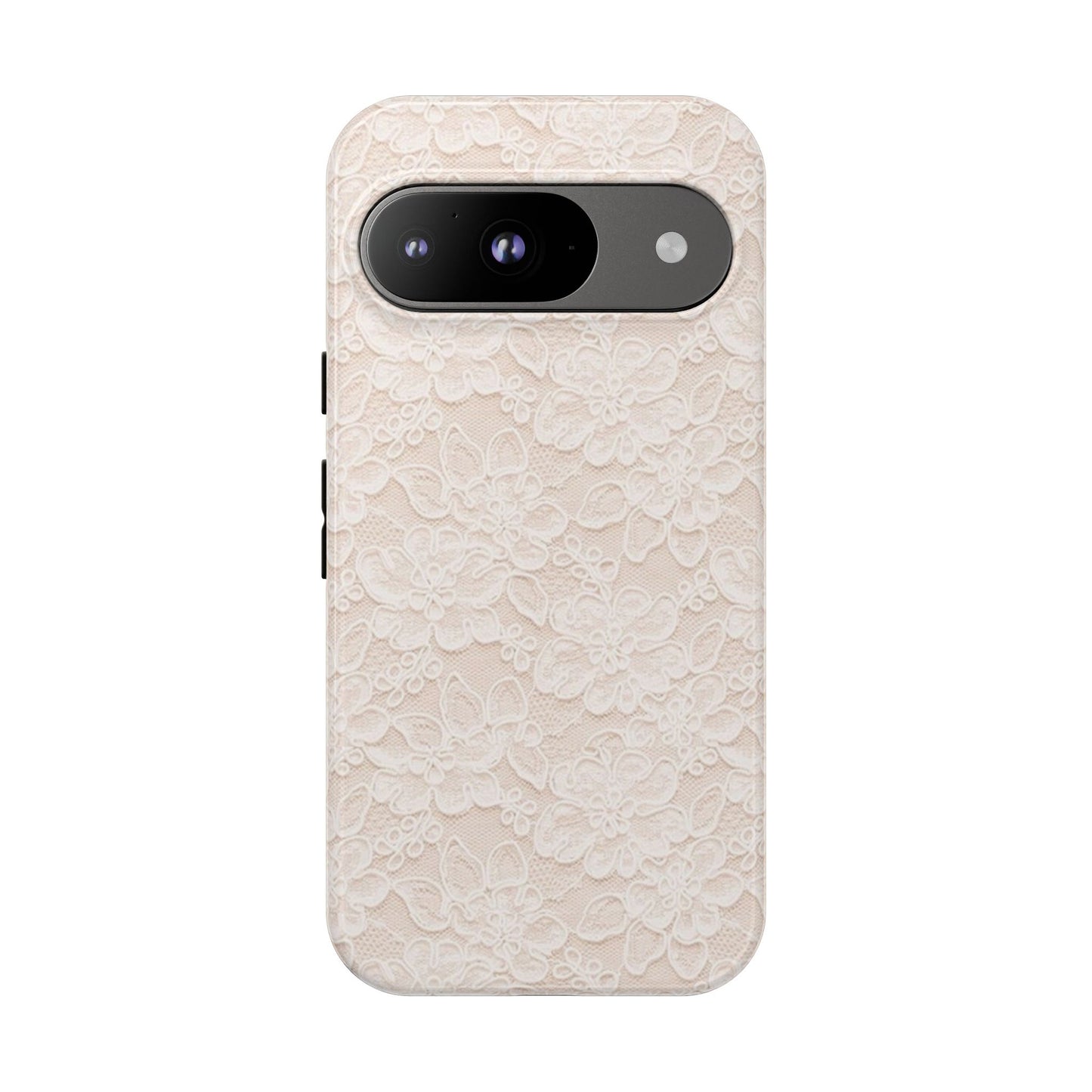 Floral Lace Tough Phone Case – Vintage Ivory Protective Cover