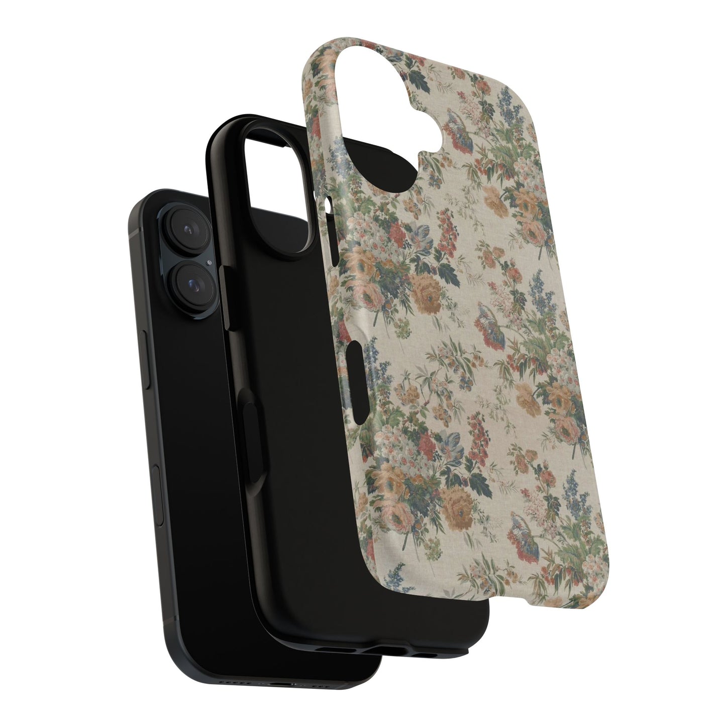 Floral Vintage Tough Phone Case – Antique Rose Pattern