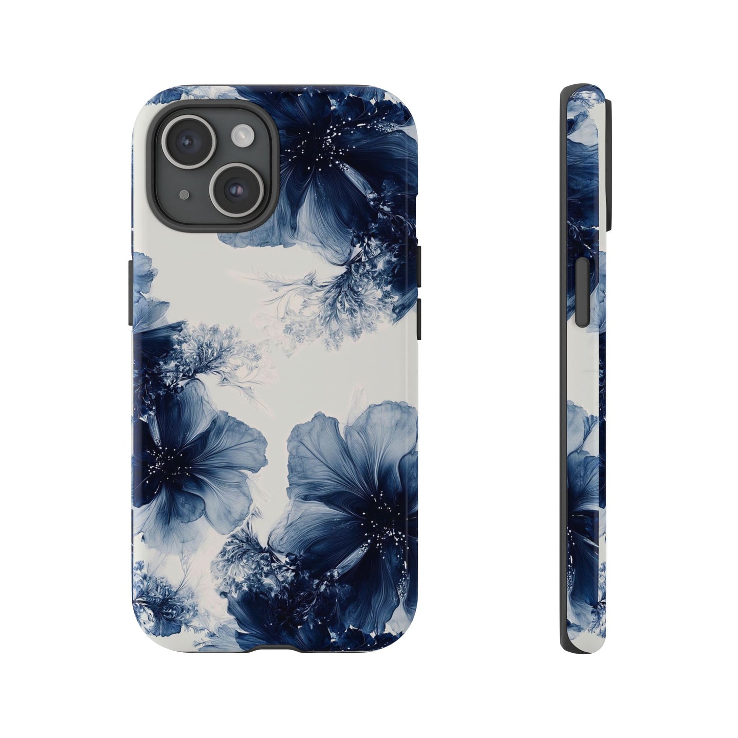 Floral Indigo Tough Phone Case — Blue Botanical Protective Cover