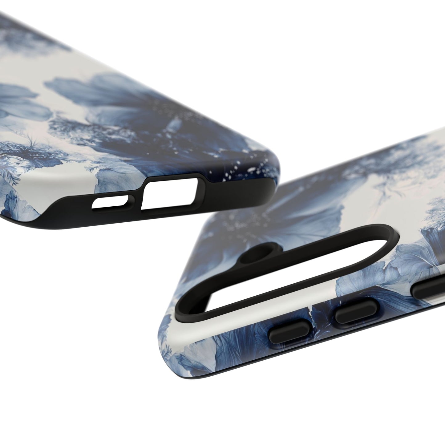 Floral Indigo Tough Phone Case — Blue Botanical Protective Cover