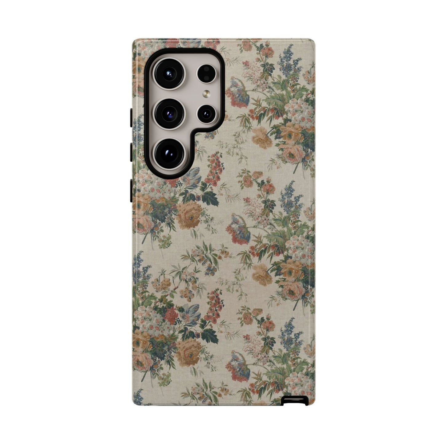 Floral Vintage Tough Phone Case – Antique Rose Pattern