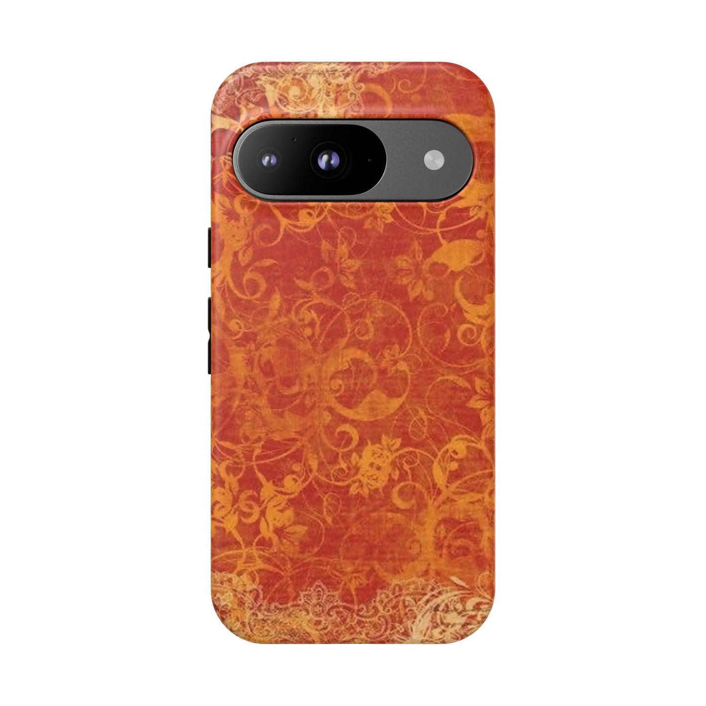 Floral Autumn iPhone Tough Case — Orange Vintage Scroll Design