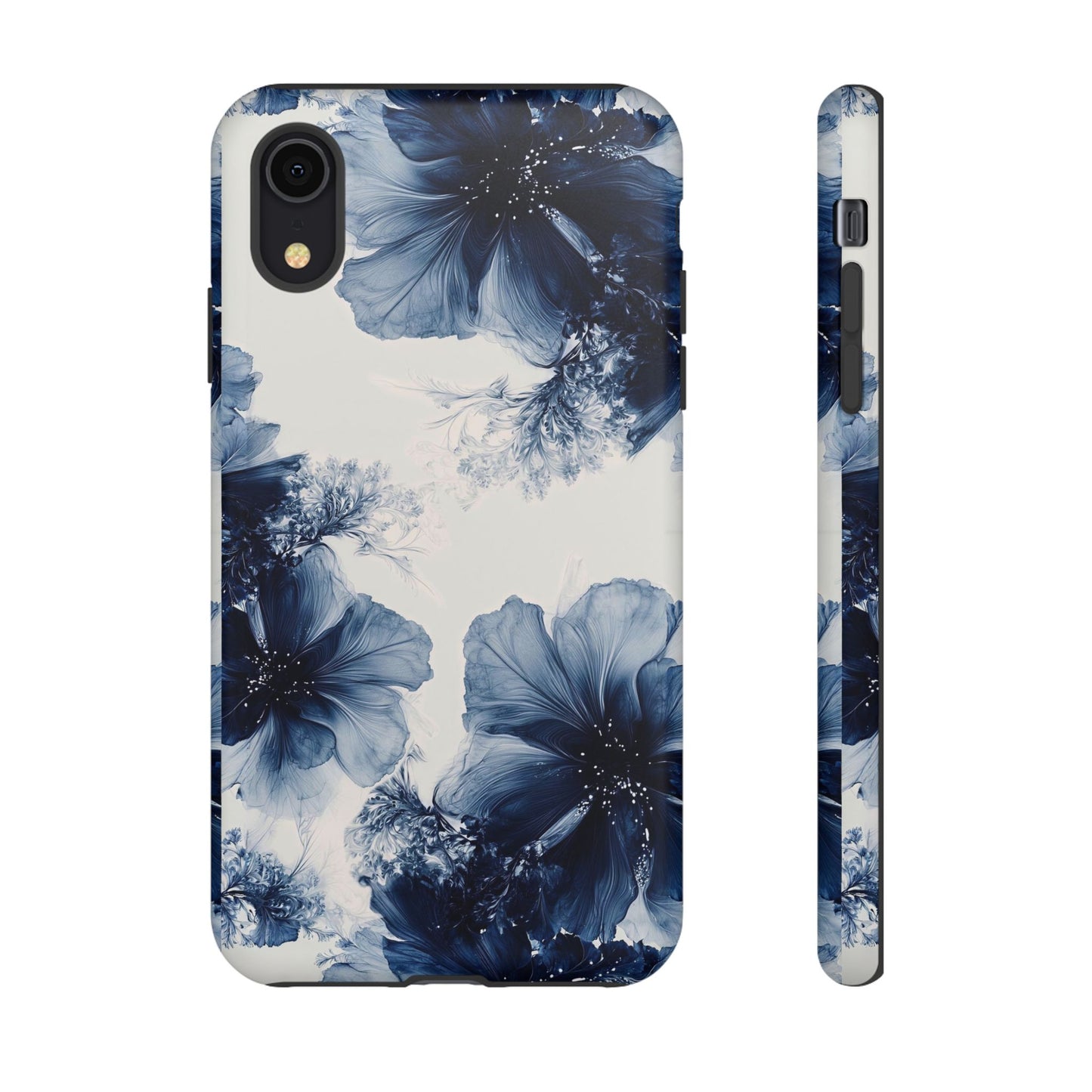 Floral Indigo Tough Phone Case — Blue Botanical Protective Cover