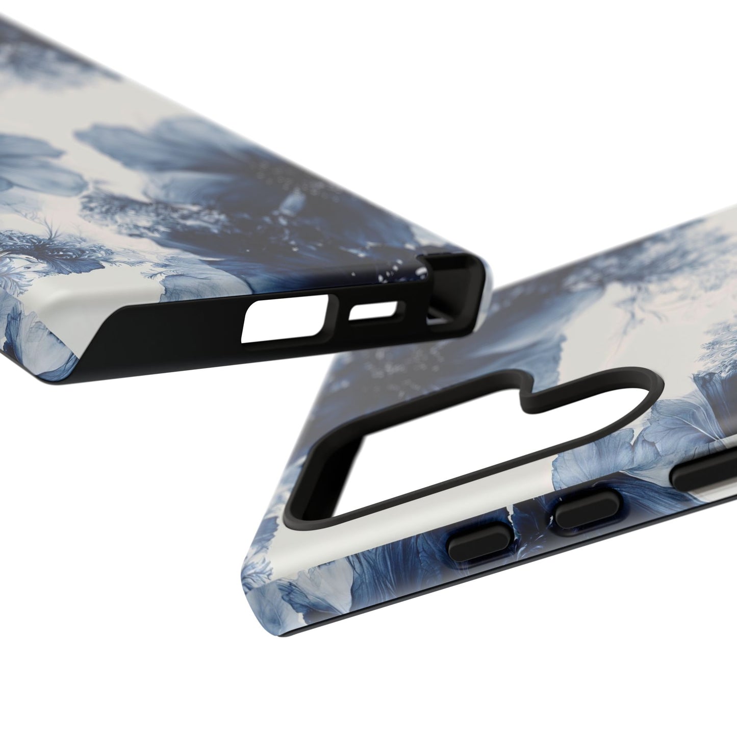 Floral Indigo Tough Phone Case — Blue Botanical Protective Cover