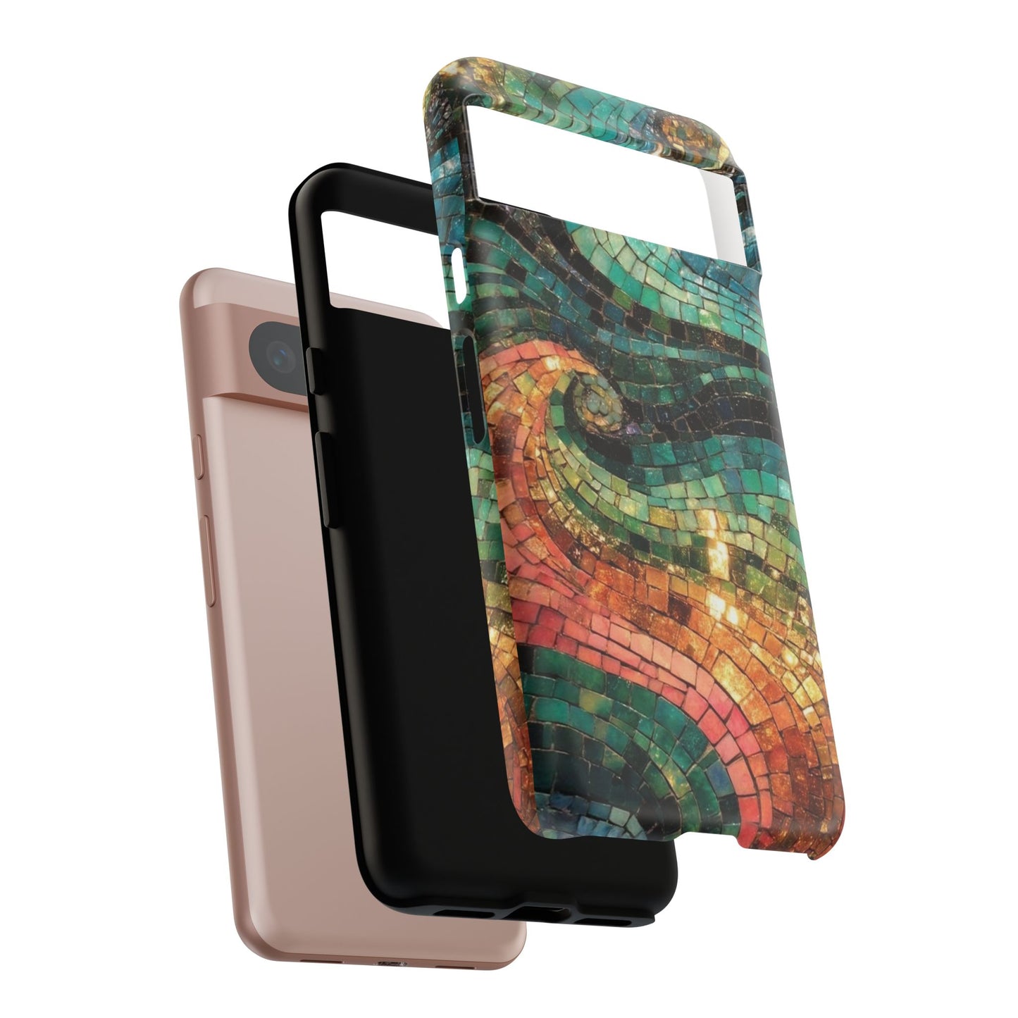 Mosaic Wave Phone Case – Colorful Artistic Tile Design Tough Case