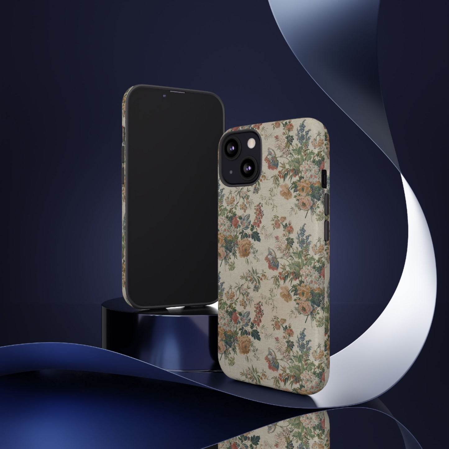Floral Vintage Tough Phone Case – Antique Rose Pattern