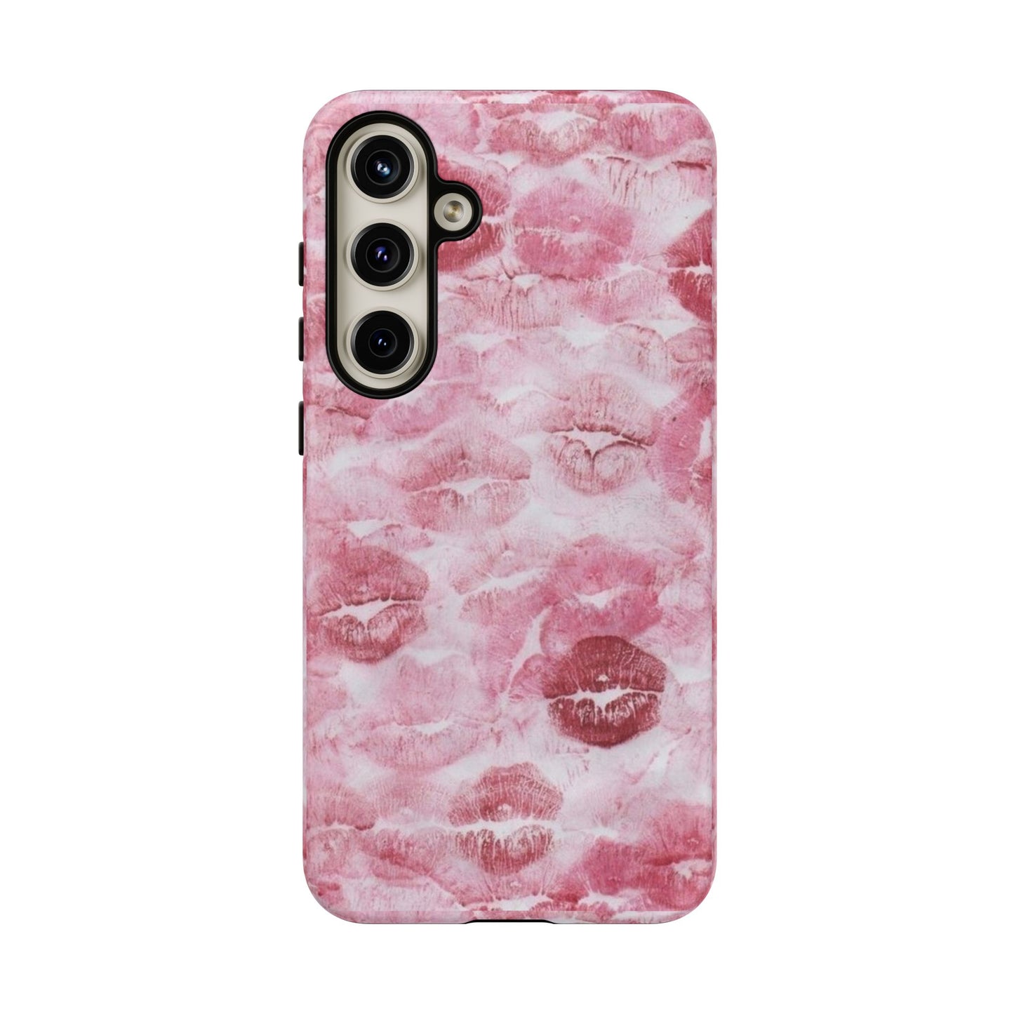 Kiss Print Tough Phone Case — Pink Marble Lip Pattern, Protective iPhone Cover
