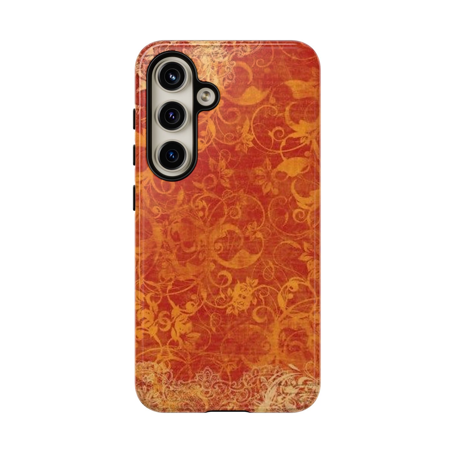 Floral Autumn iPhone Tough Case — Orange Vintage Scroll Design