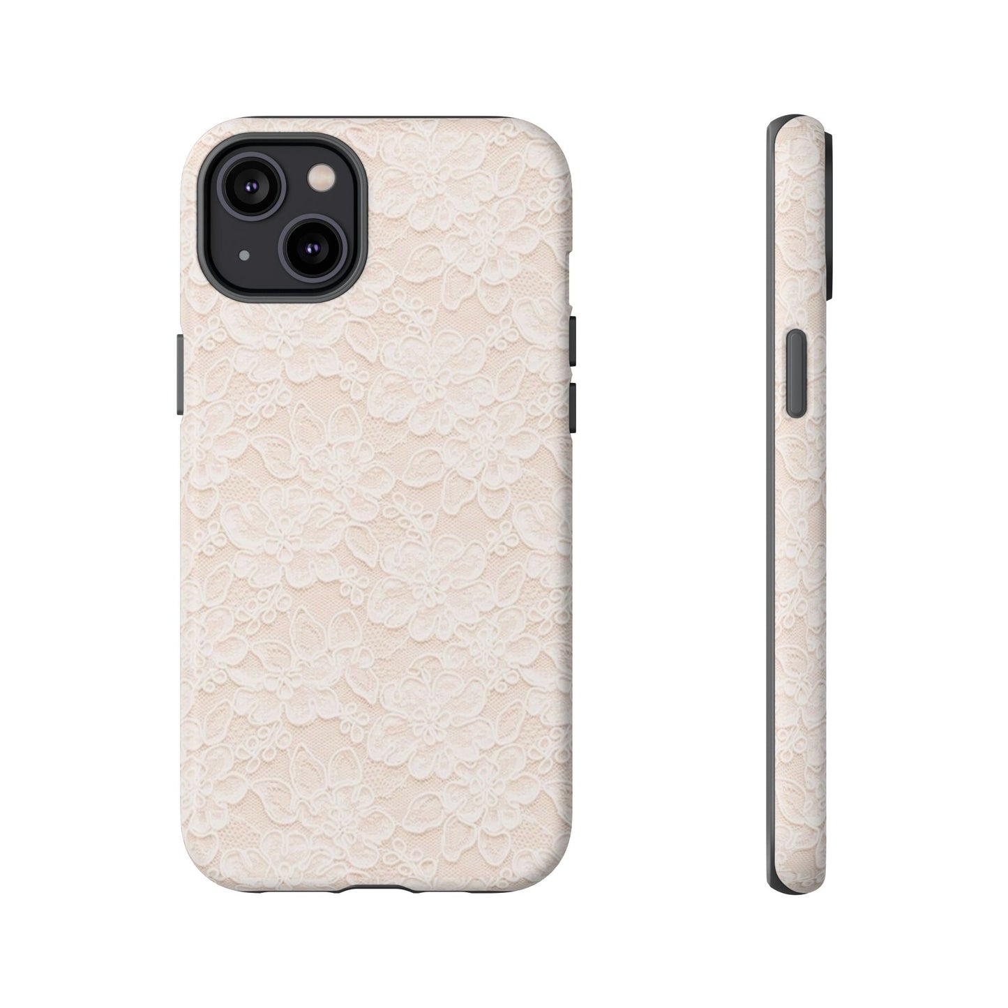 Floral Lace Tough Phone Case – Vintage Ivory Protective Cover