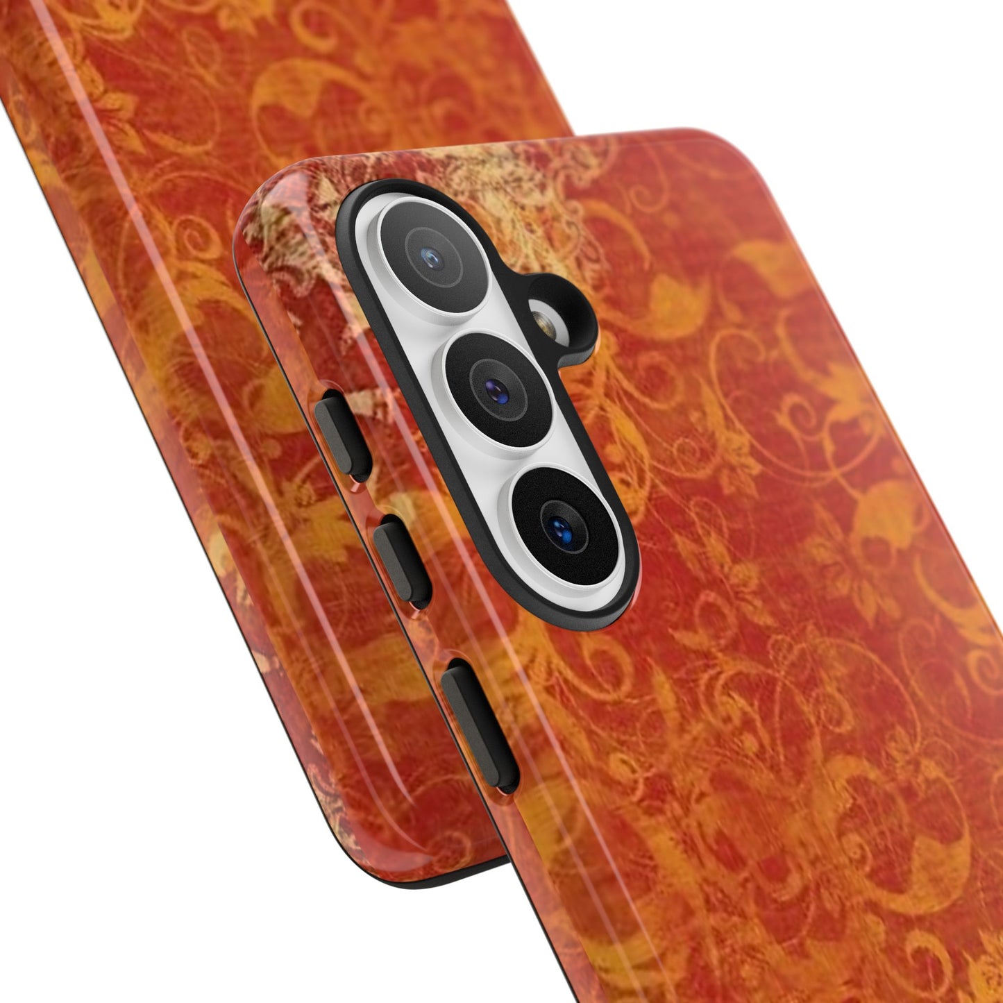 Floral Autumn iPhone Tough Case — Orange Vintage Scroll Design