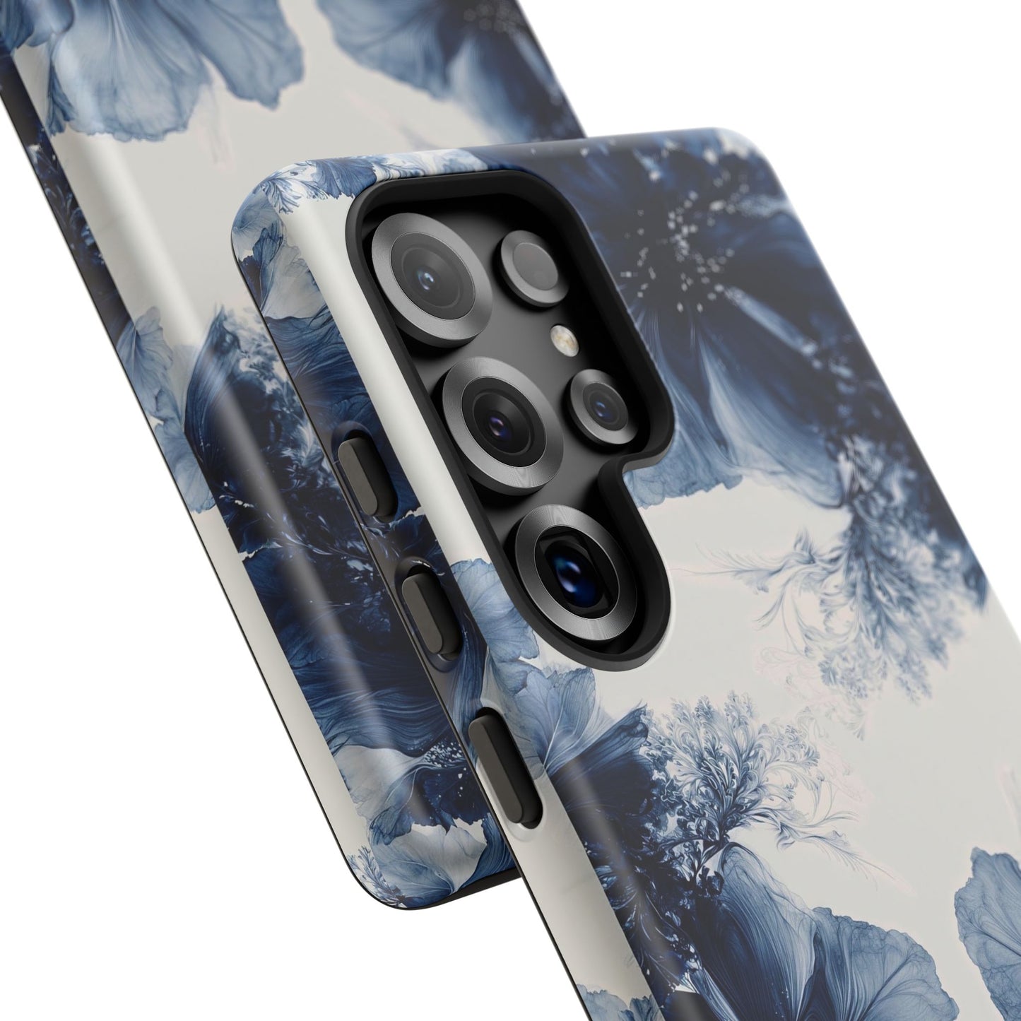 Floral Indigo Tough Phone Case — Blue Botanical Protective Cover