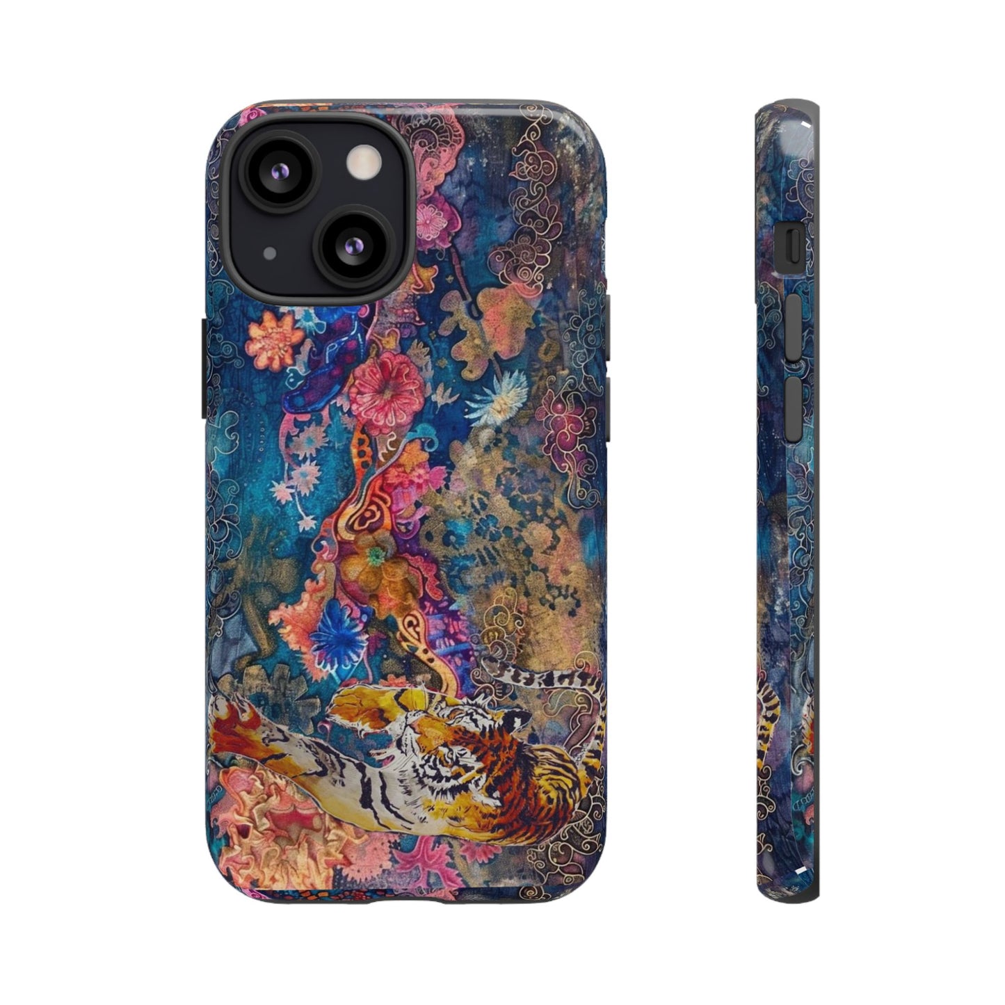 Phone Case - Colorful Floral Tiger Tough Case