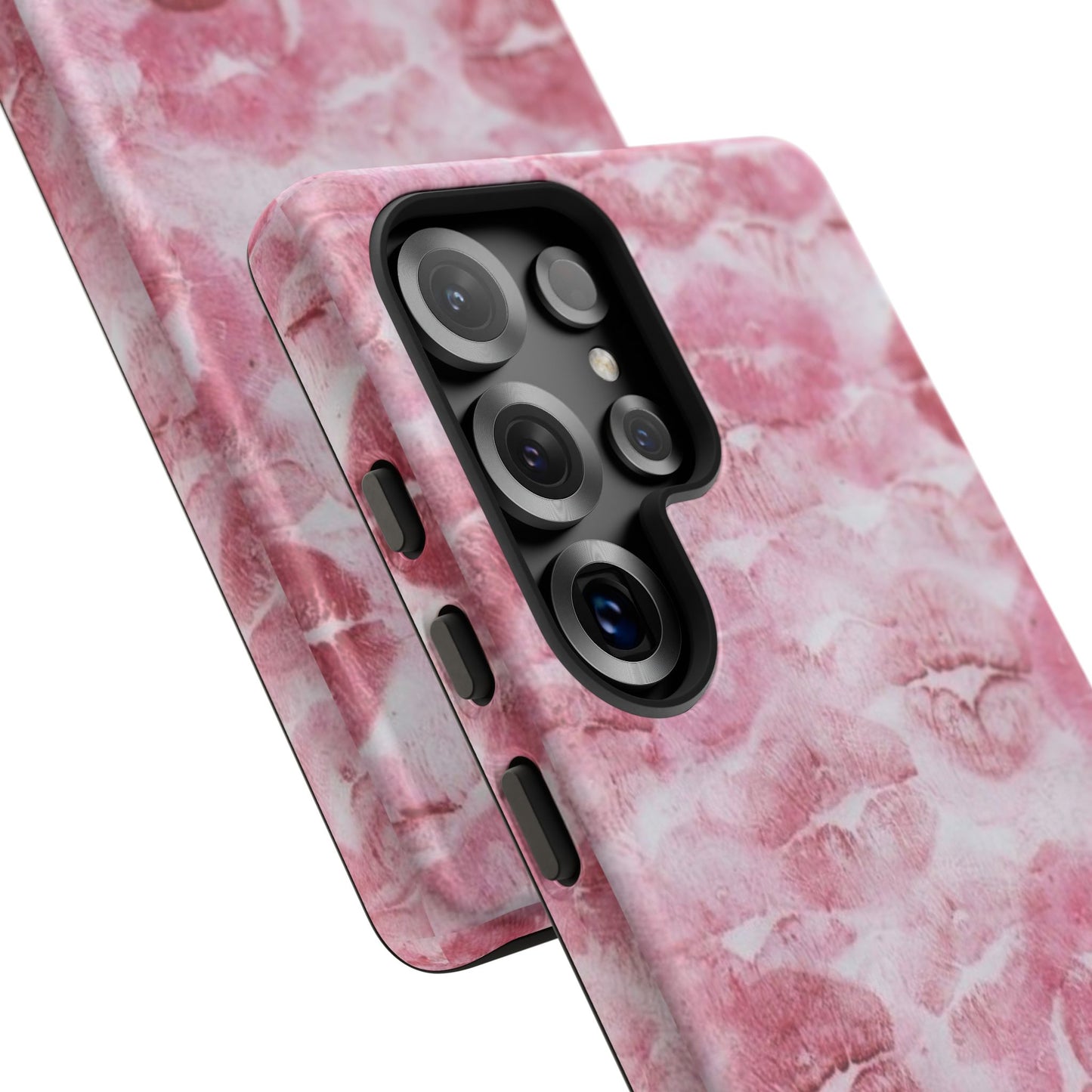 Kiss Print Tough Phone Case — Pink Marble Lip Pattern, Protective iPhone Cover