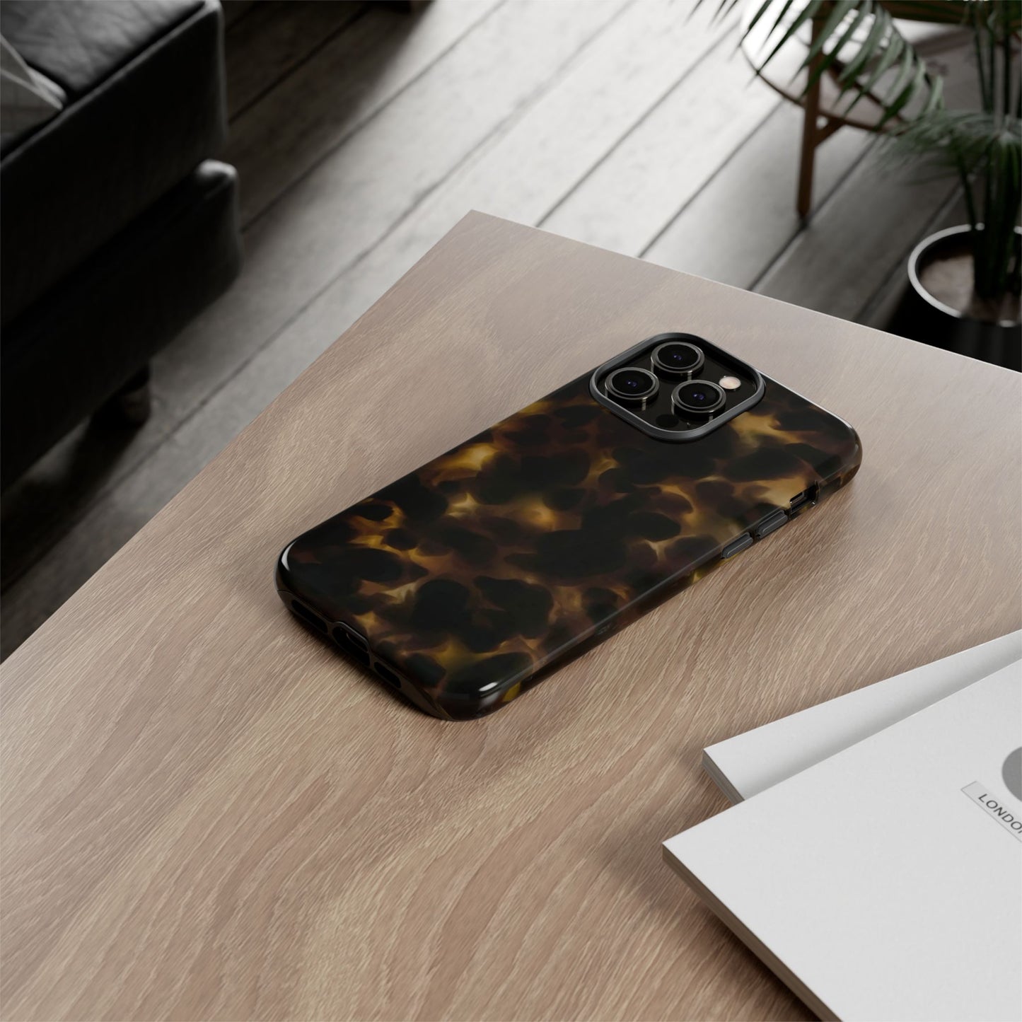 Tortoiseshell Phone Case — Protective Tough Case with Classic Brown Pattern