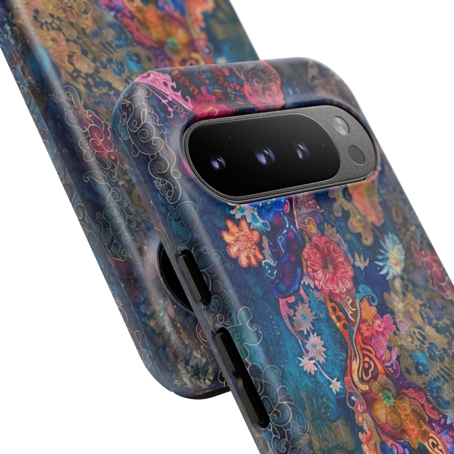 Phone Case - Colorful Floral Tiger Tough Case