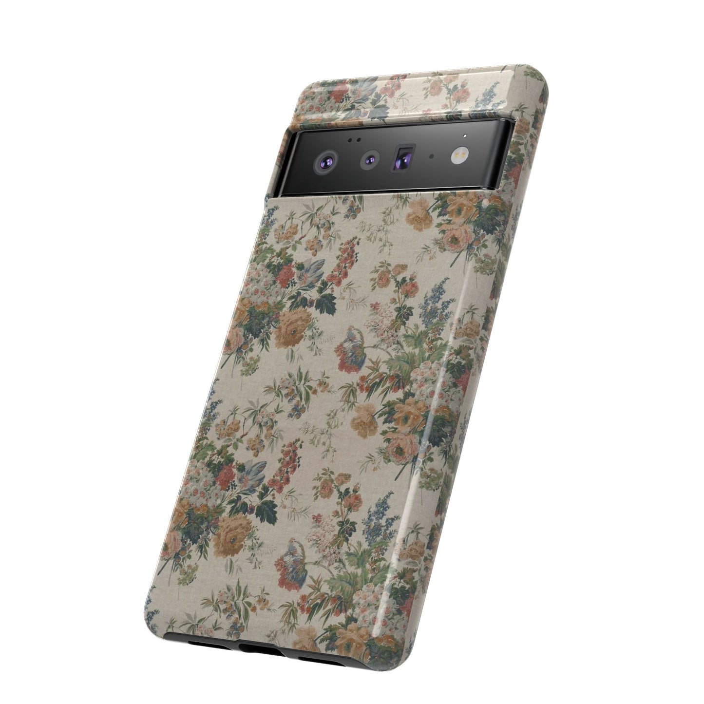 Floral Vintage Tough Phone Case – Antique Rose Pattern