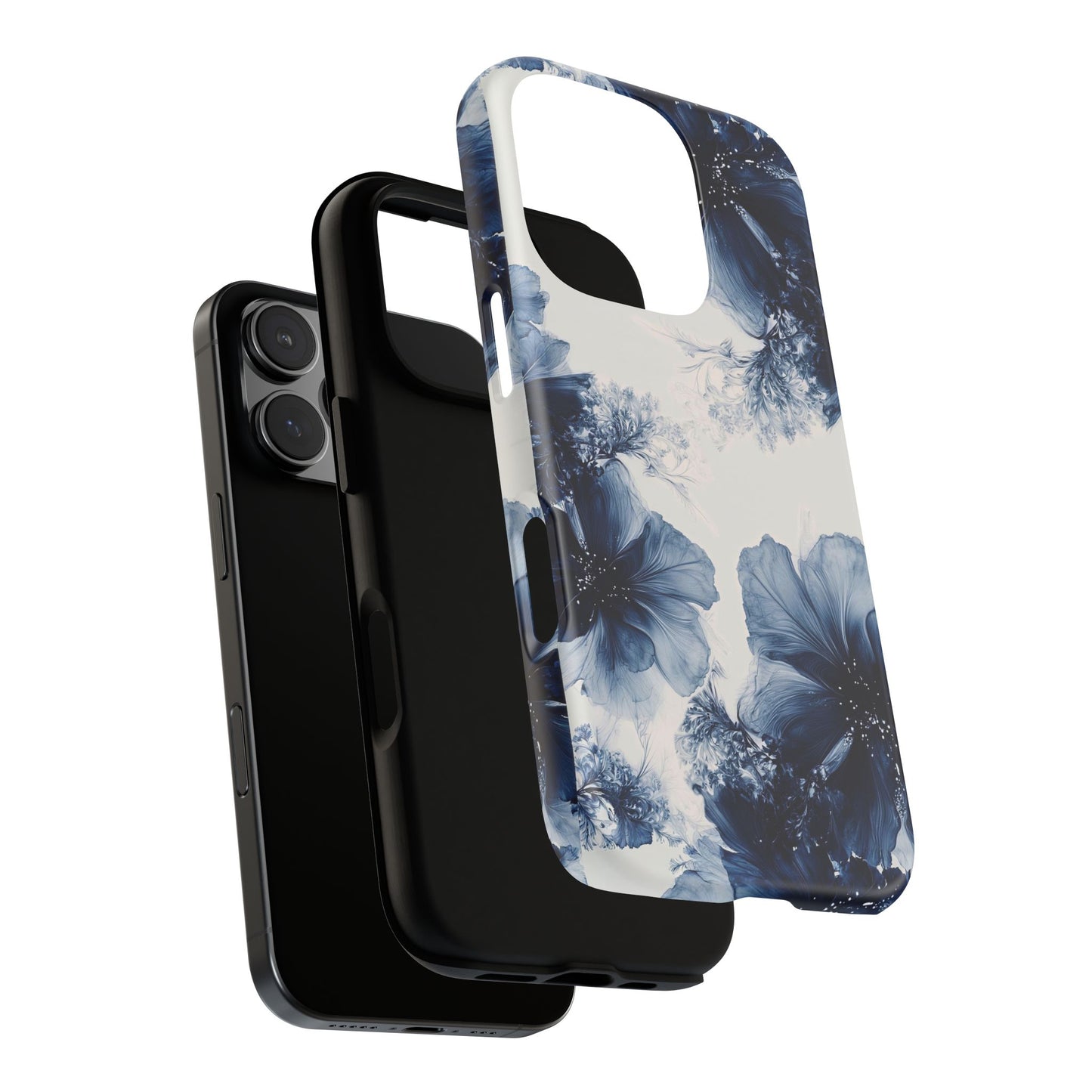 Floral Indigo Tough Phone Case — Blue Botanical Protective Cover