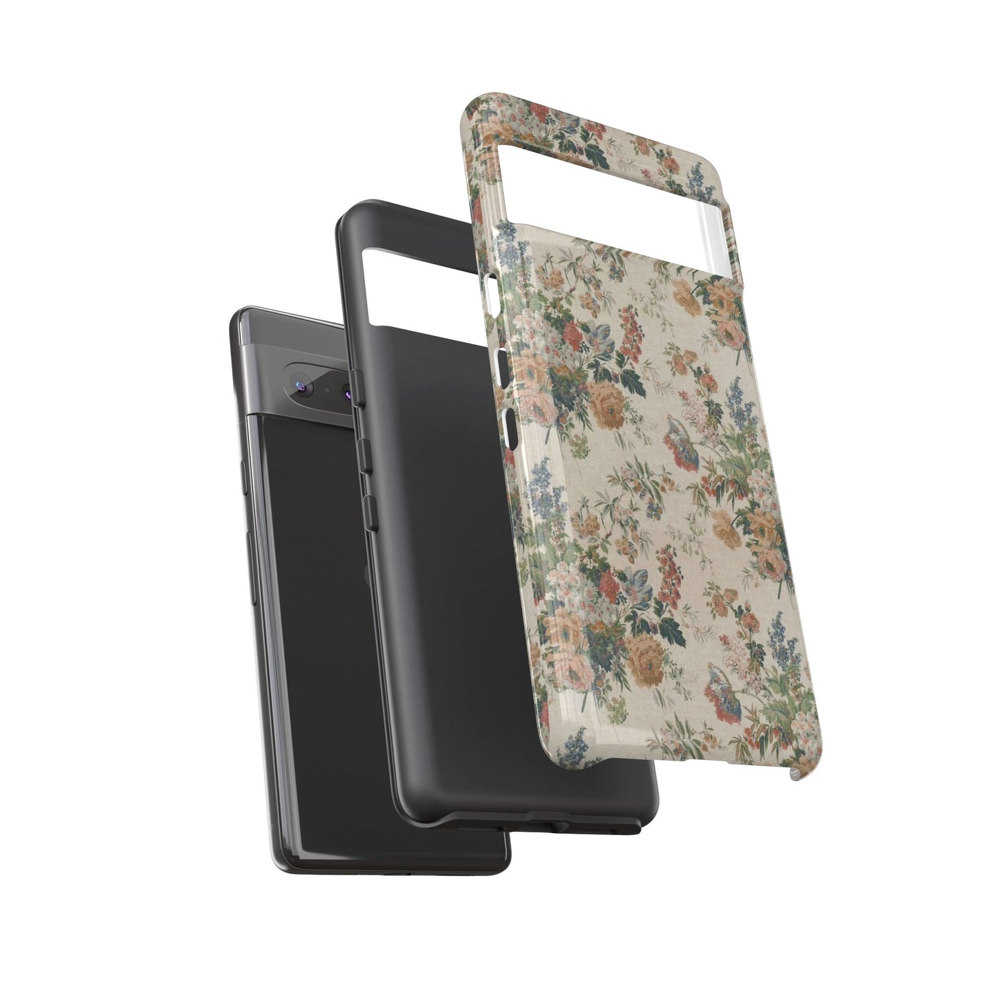 Floral Vintage Tough Phone Case – Antique Rose Pattern