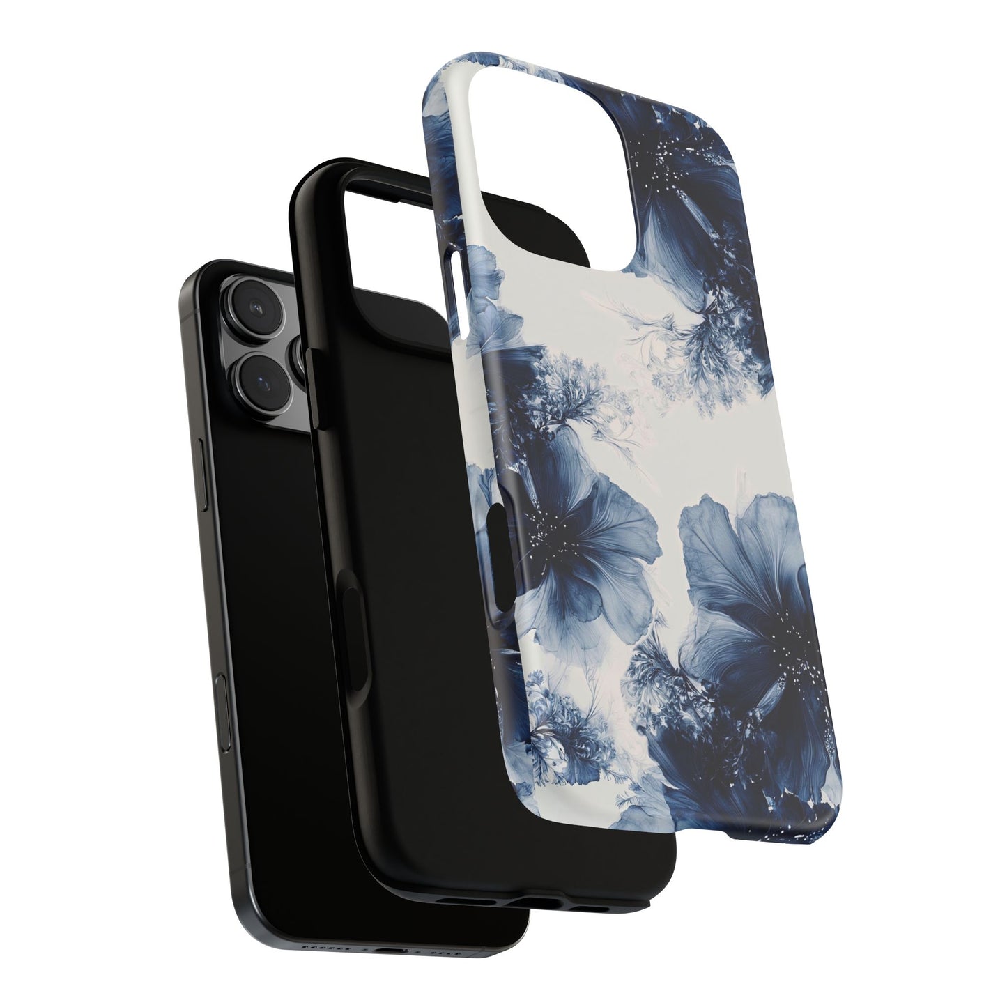 Floral Indigo Tough Phone Case — Blue Botanical Protective Cover