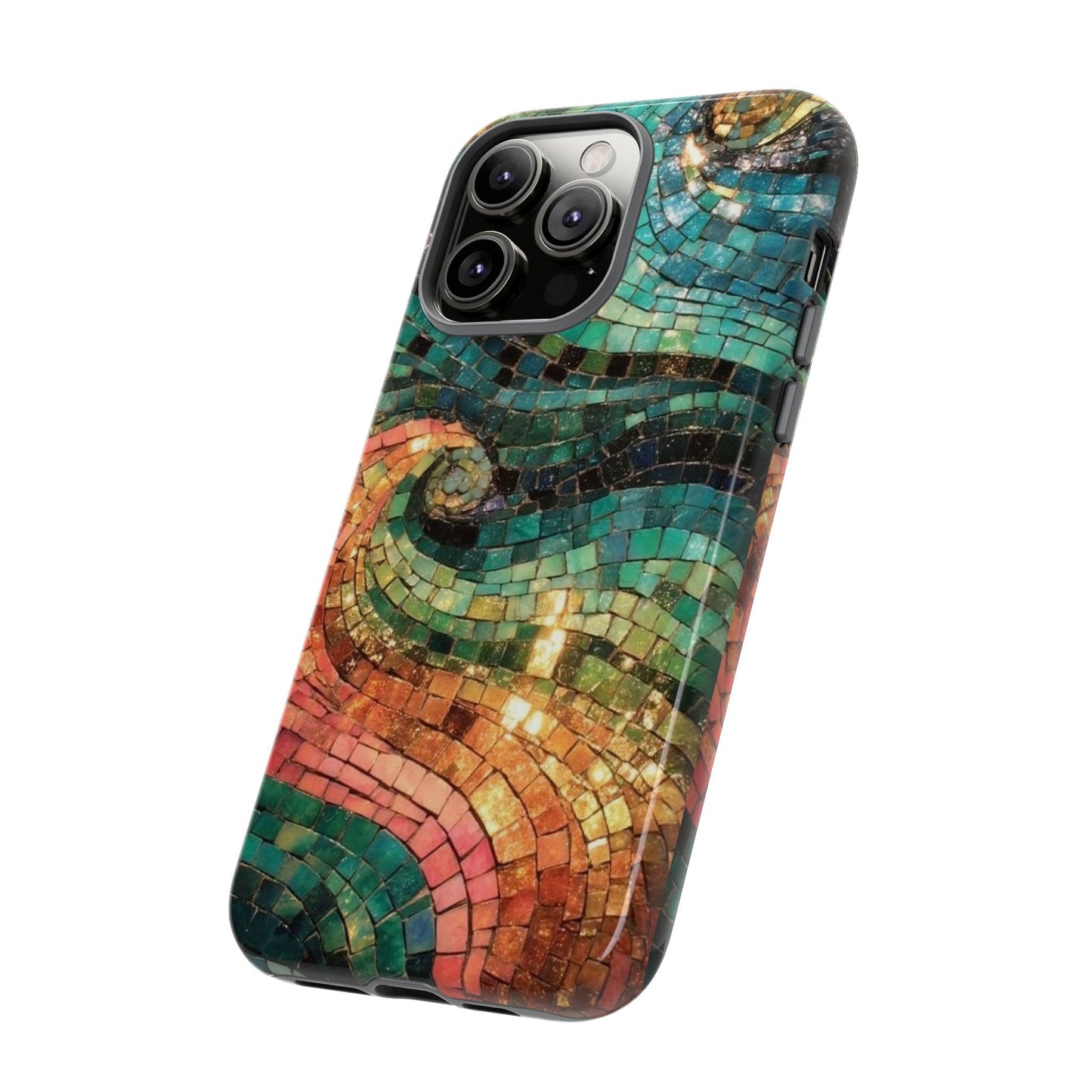 Mosaic Wave Phone Case – Colorful Artistic Tile Design Tough Case