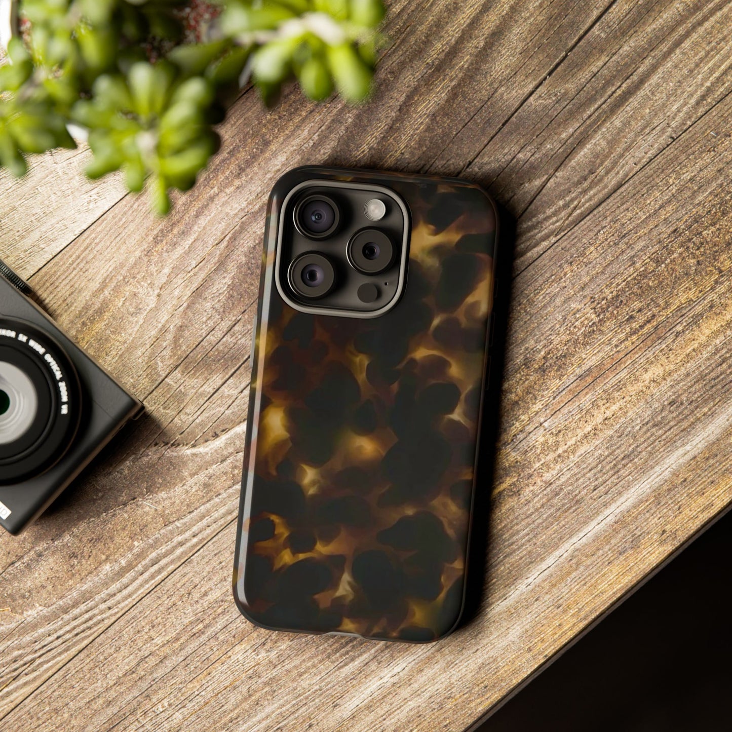 Tortoiseshell Phone Case — Protective Tough Case with Classic Brown Pattern