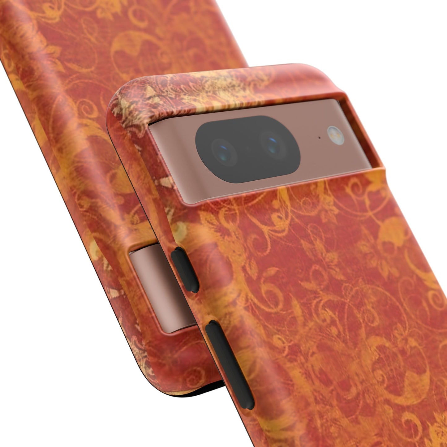 Floral Autumn iPhone Tough Case — Orange Vintage Scroll Design