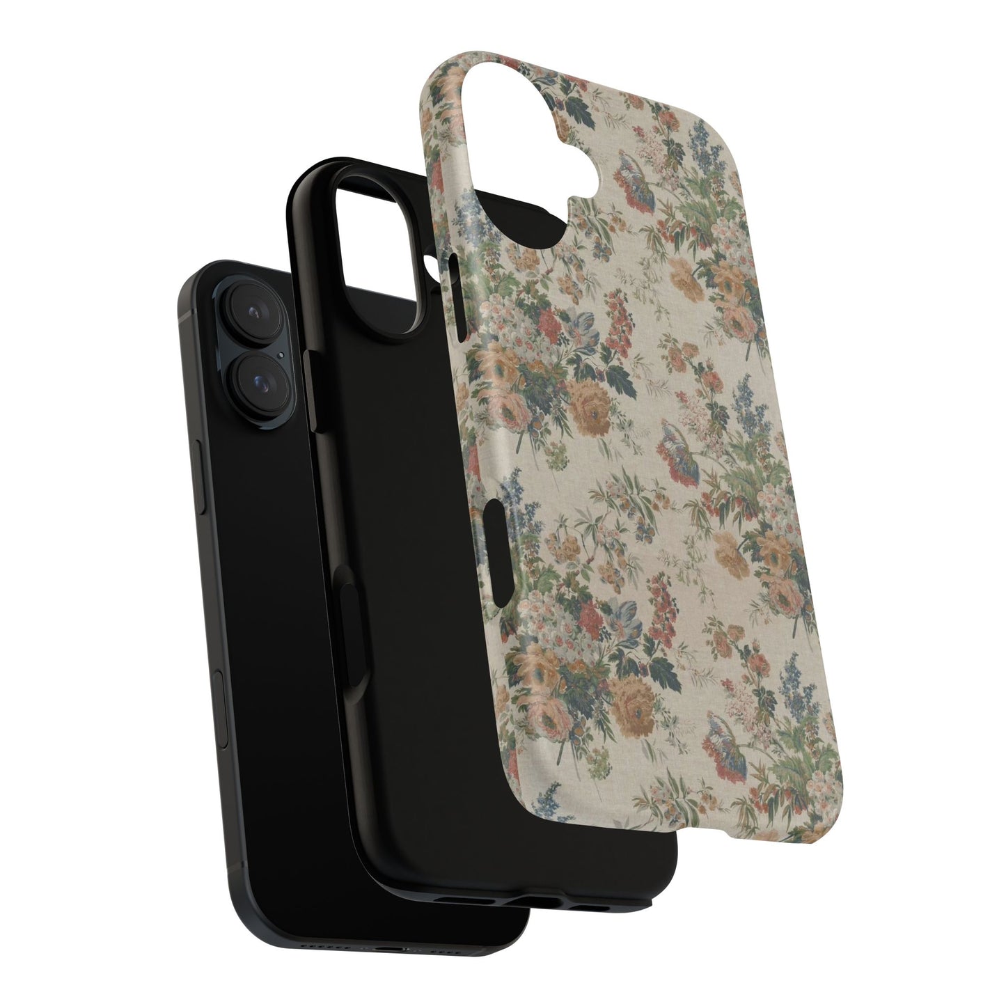 Floral Vintage Tough Phone Case – Antique Rose Pattern