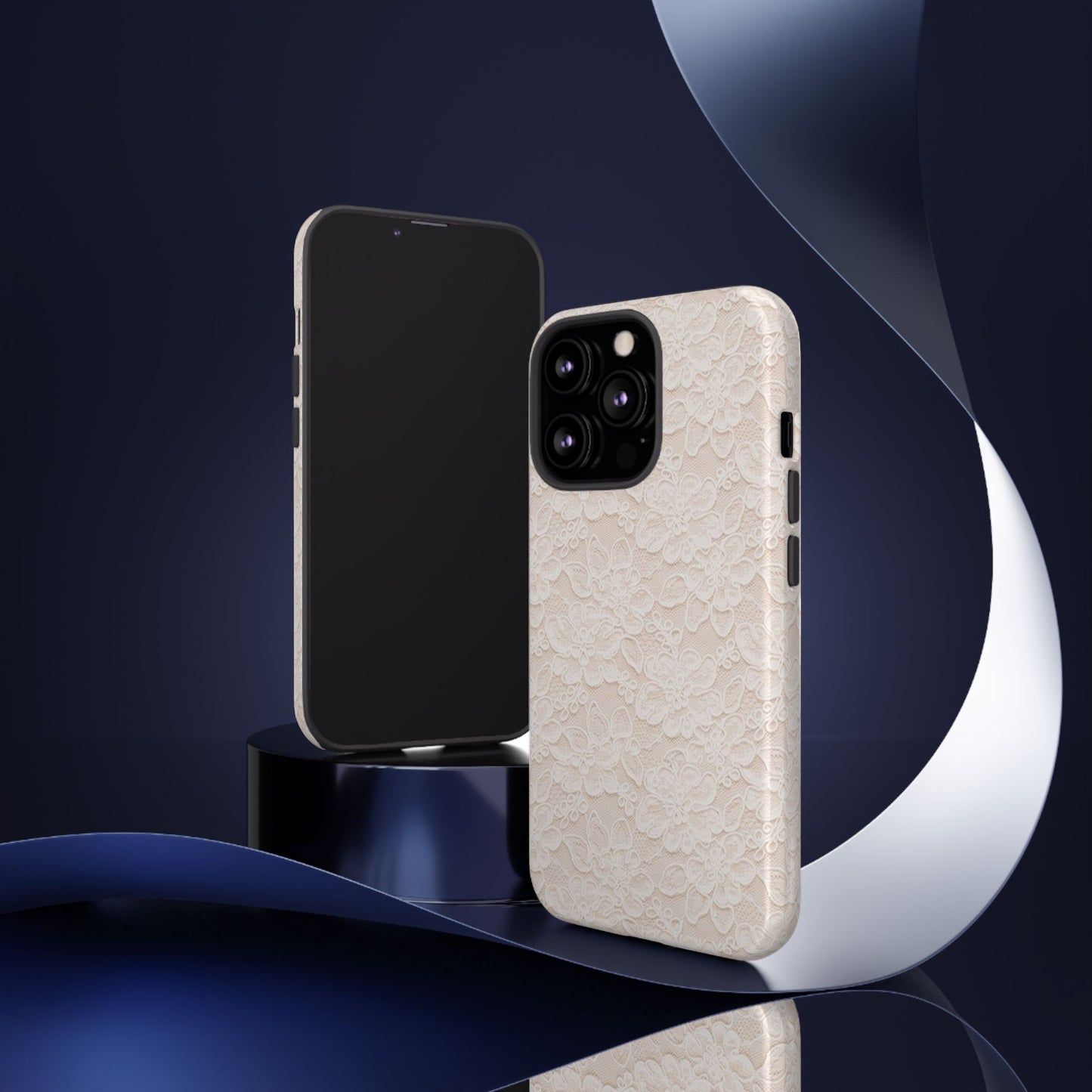 Floral Lace Tough Phone Case – Vintage Ivory Protective Cover