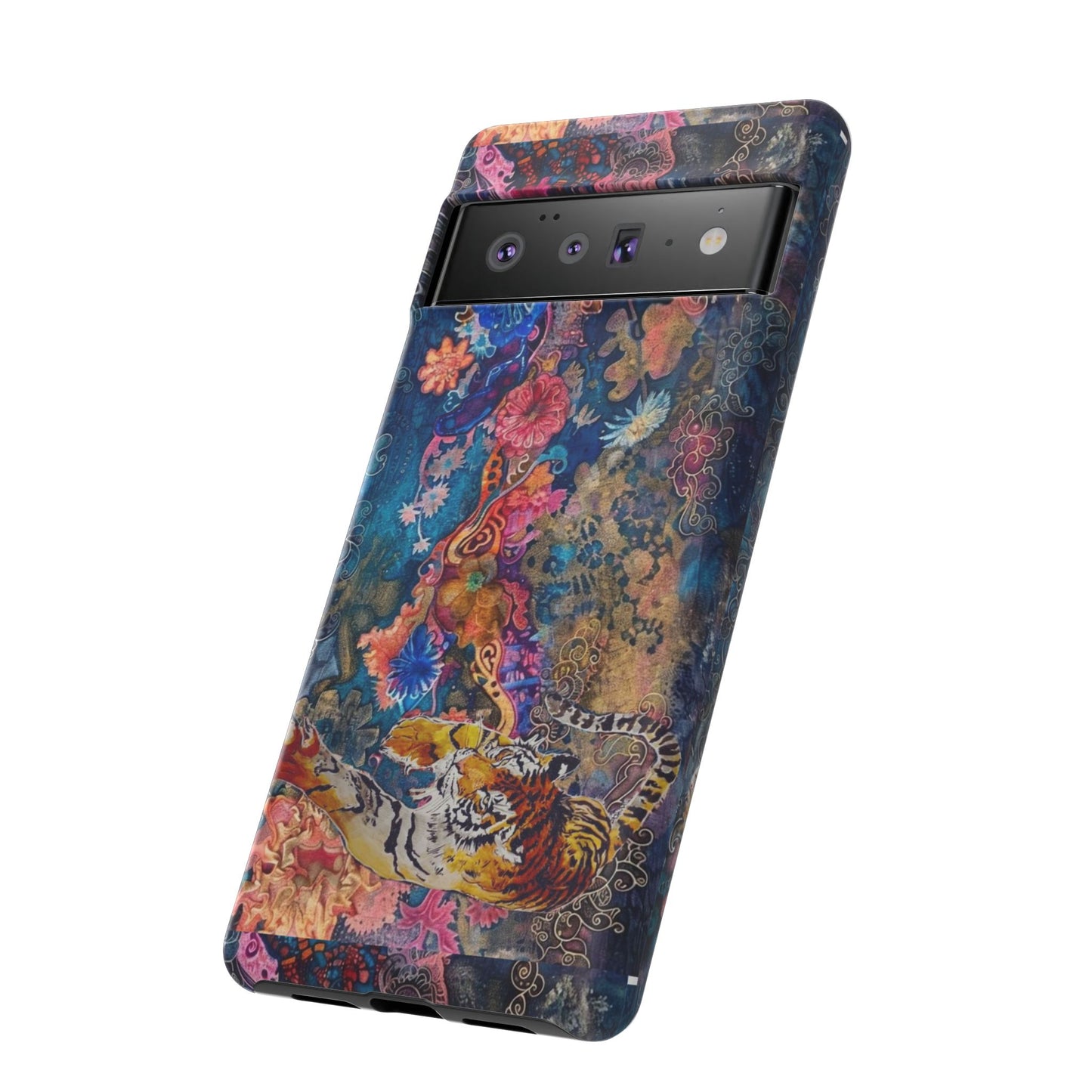 Phone Case - Colorful Floral Tiger Tough Case