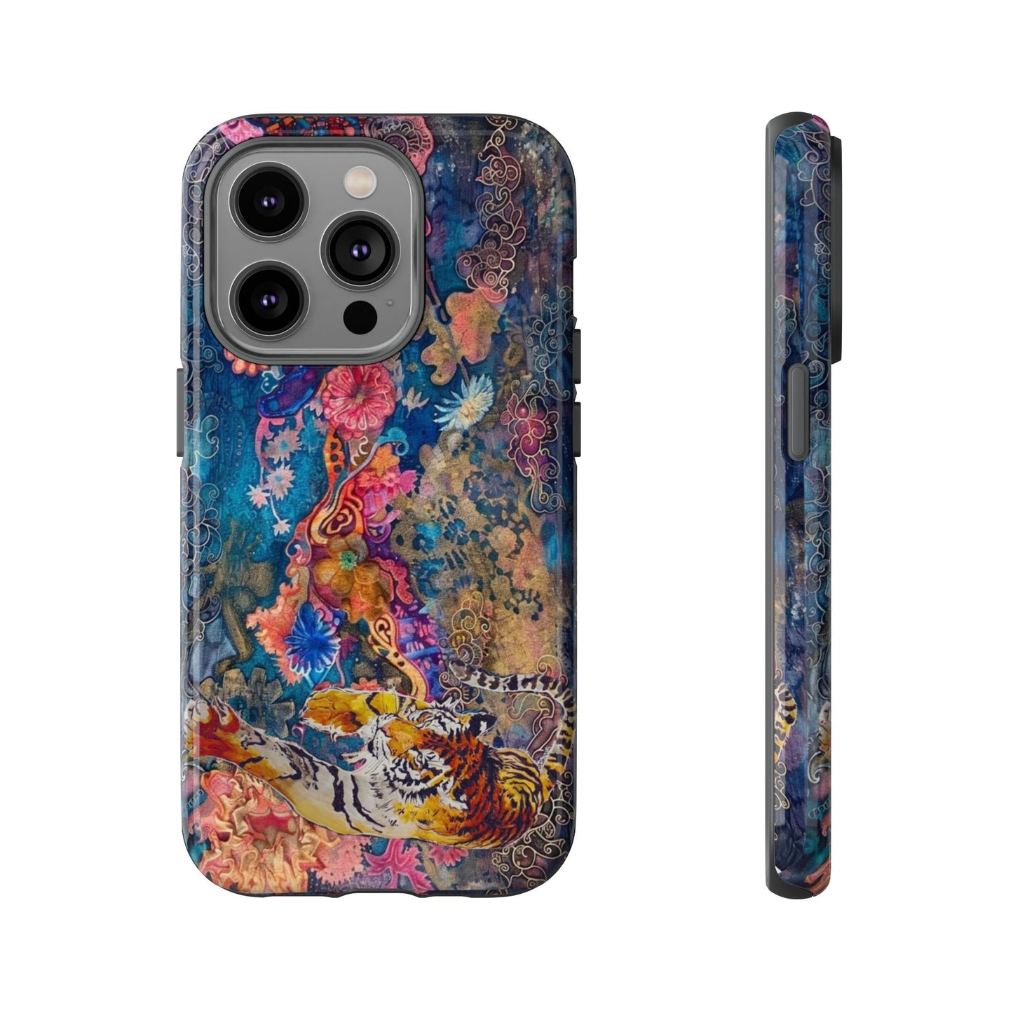 Phone Case - Colorful Floral Tiger Tough Case