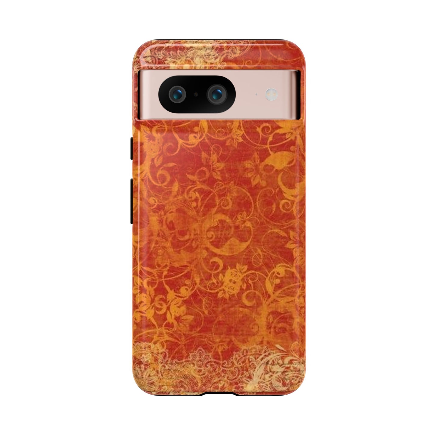 Floral Autumn iPhone Tough Case — Orange Vintage Scroll Design