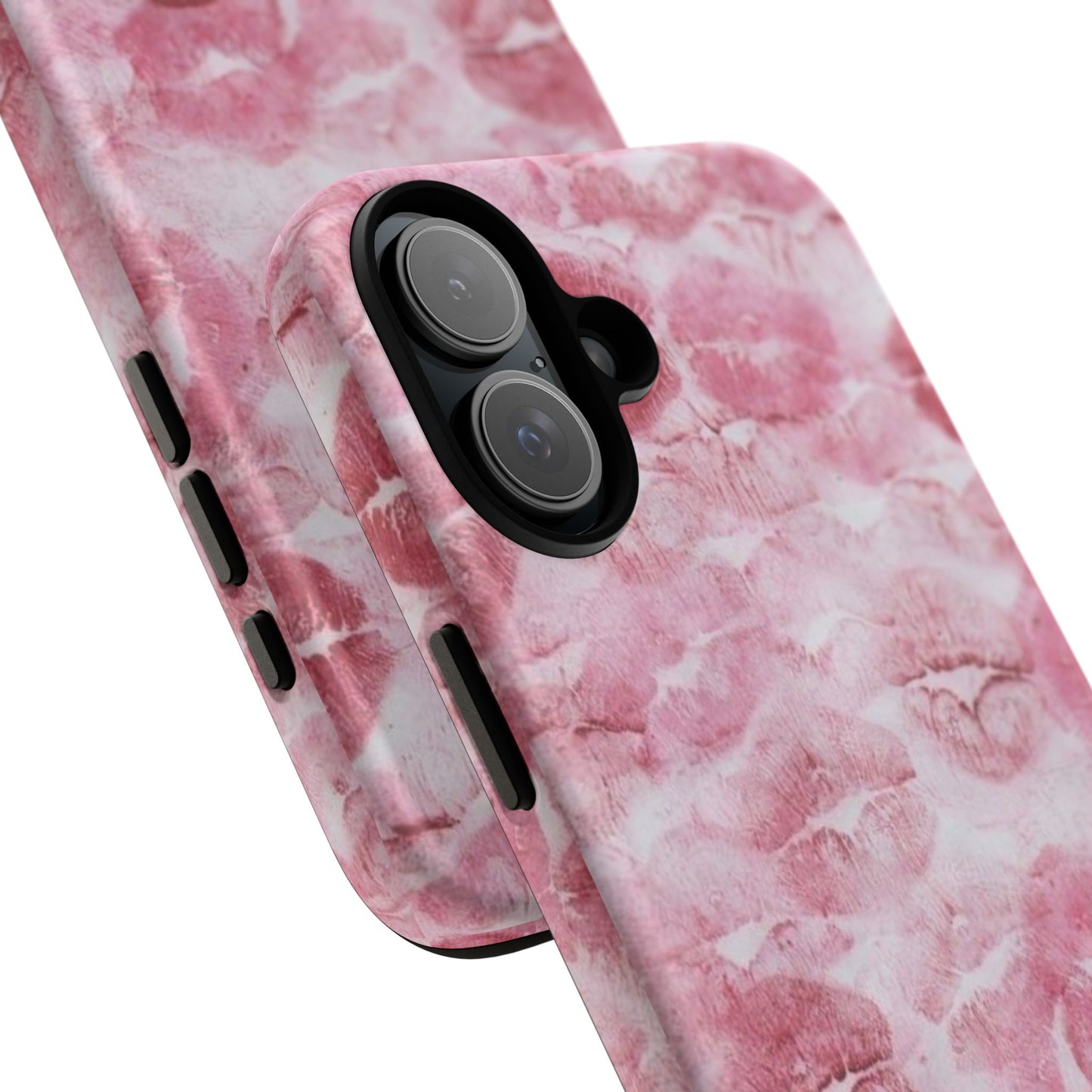 Kiss Print Tough Phone Case — Pink Marble Lip Pattern, Protective iPhone Cover