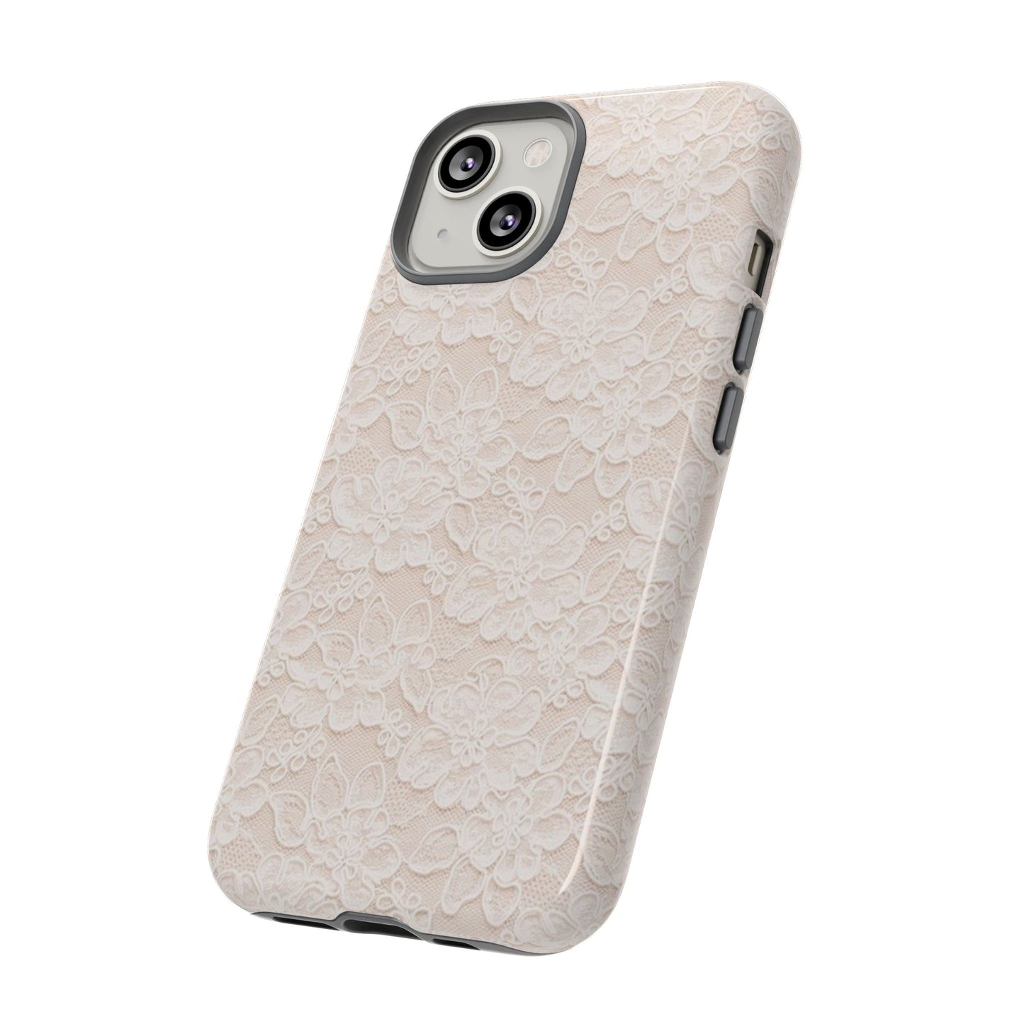Floral Lace Tough Phone Case – Vintage Ivory Protective Cover