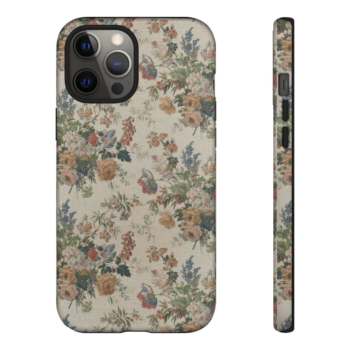 Floral Vintage Tough Phone Case – Antique Rose Pattern