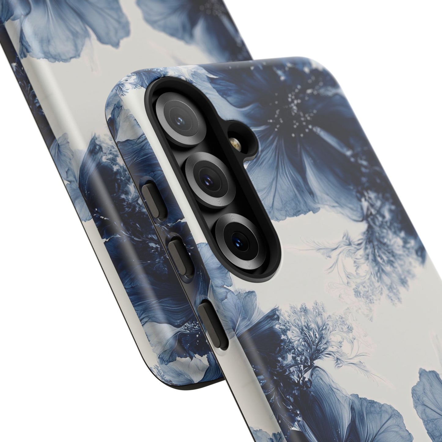 Floral Indigo Tough Phone Case — Blue Botanical Protective Cover