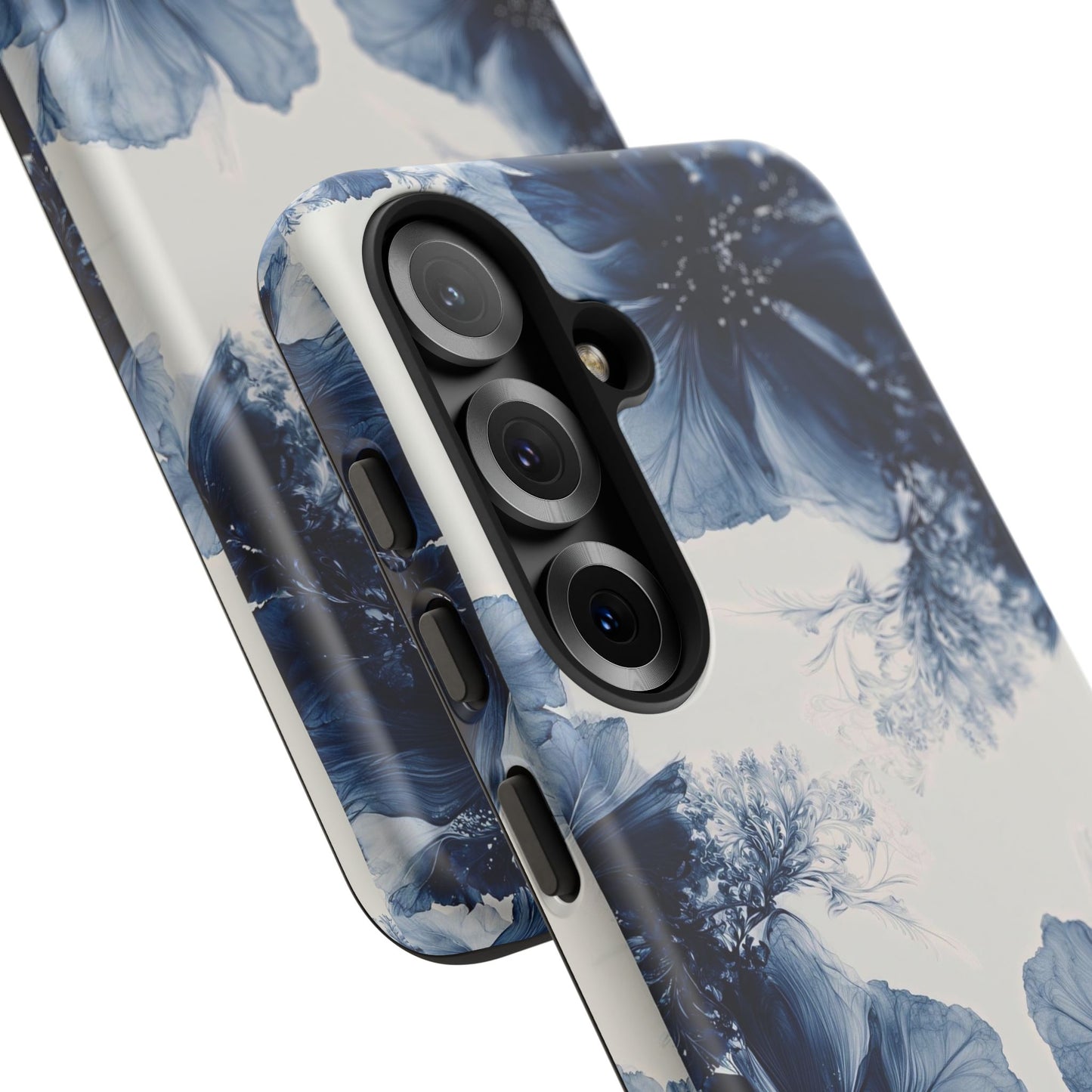 Floral Indigo Tough Phone Case — Blue Botanical Protective Cover